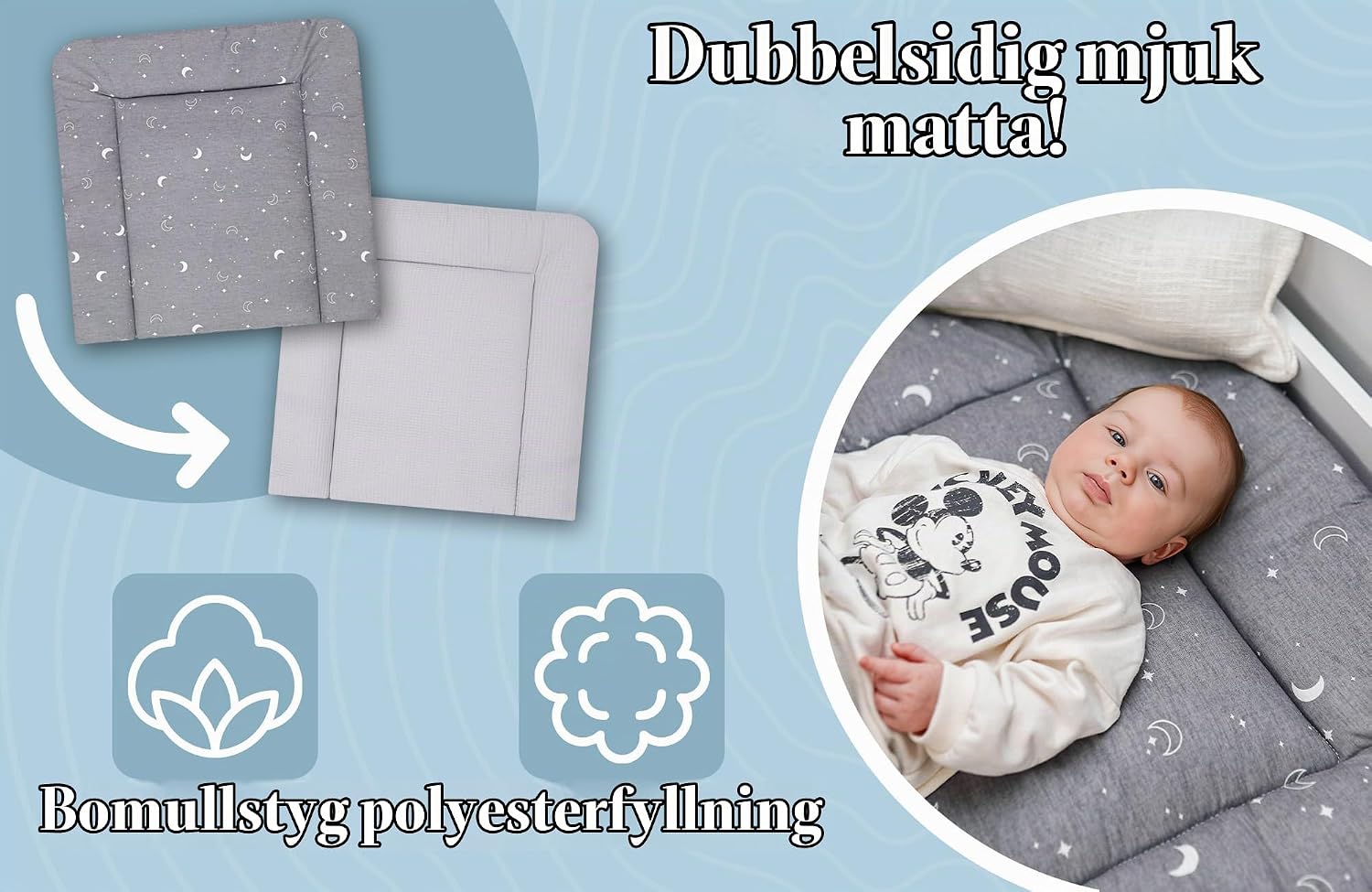 Detalle 2 de Totsy Baby hopvikbar skötbädd i tyg, 75 x 72 cm, för resa