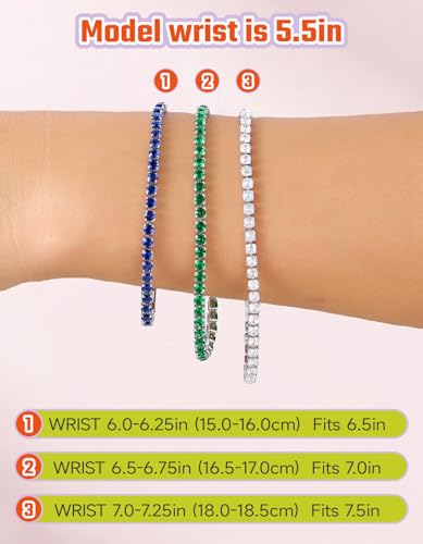 Detalle de Just Being Cute Bracciale tennis Zirconia 5A+ 3mm Argento Blu 18 cm