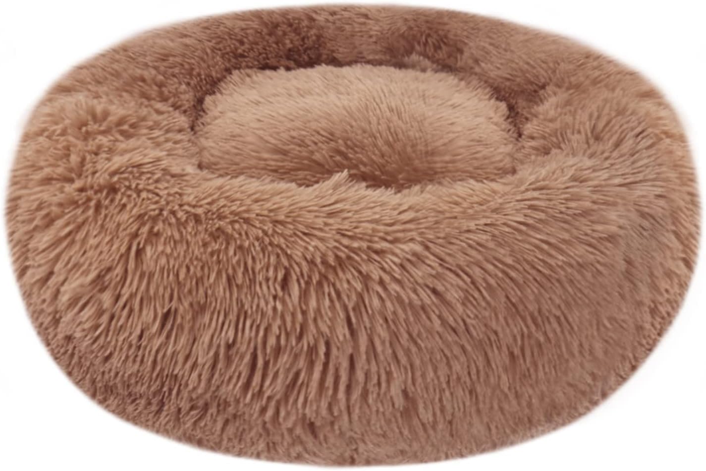Detalle de Nepfaivy Calming Dog Cat Donut Bed (60cm) – Plush Round Nest for Small Pets