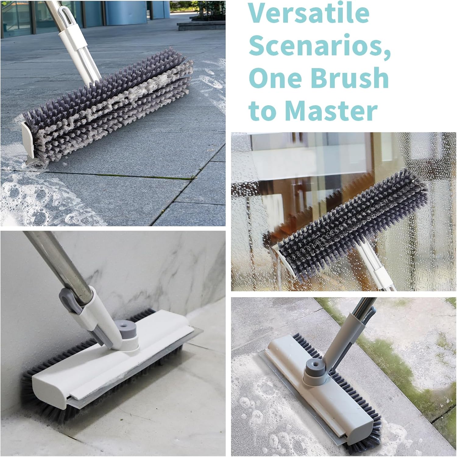 Thumbnail 3 de Floor Scrub Brush with Long Handle: 3-in-1 Scrape and Heavy-Duty Bristle Scrubber
