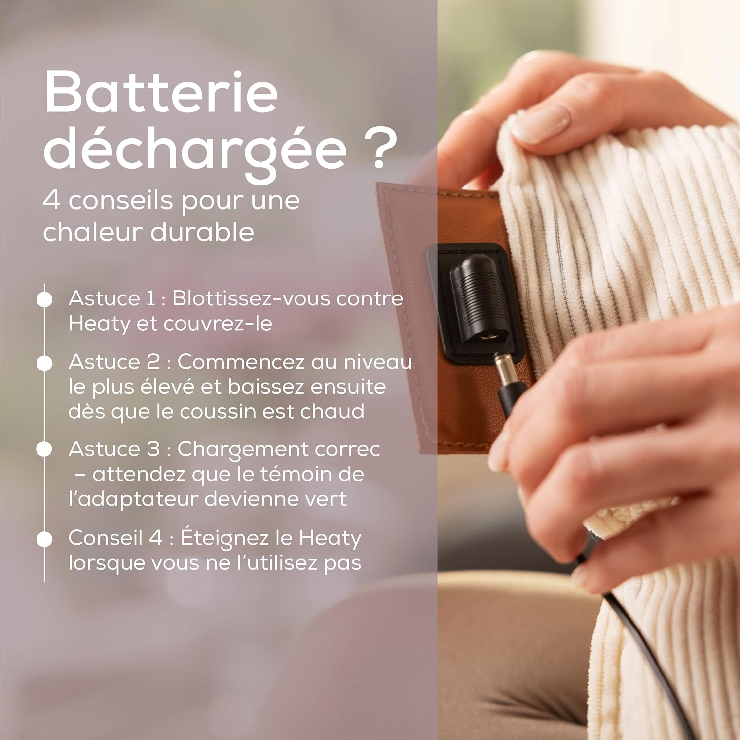 Thumbnail 4 de Beurer Heaty Coussin chauffant lilas sans fil