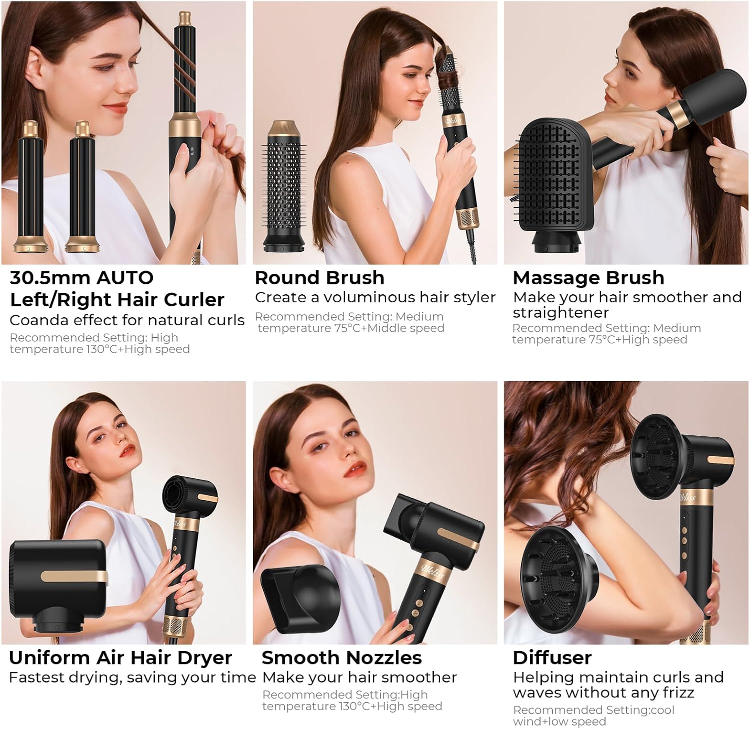 Detalle 2 de UKLISS Airstyler 7 in 1 Haartrockner