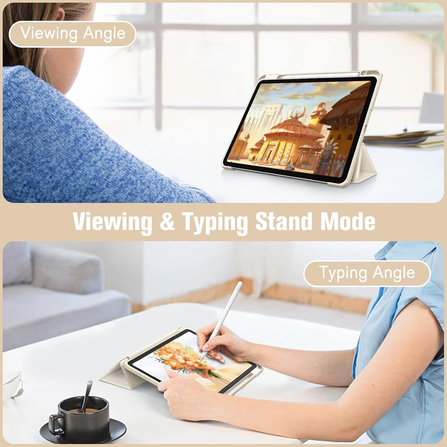 Detalle de Fintie Hybrid Hülle für iPad Air 11 Zoll M4/M3/M2 (2026/2025/2024) und iPad Air 5./4. Gen (2022/2020) – transparente Rückseite, Stifthalter und Stoßschutz