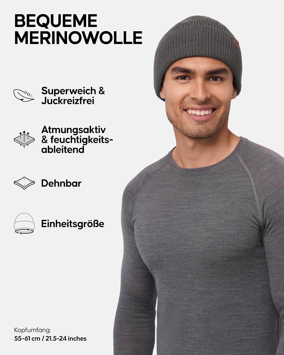 Detalle 2 de DANISH ENDURANCE Merino Mütze 55–61 cm