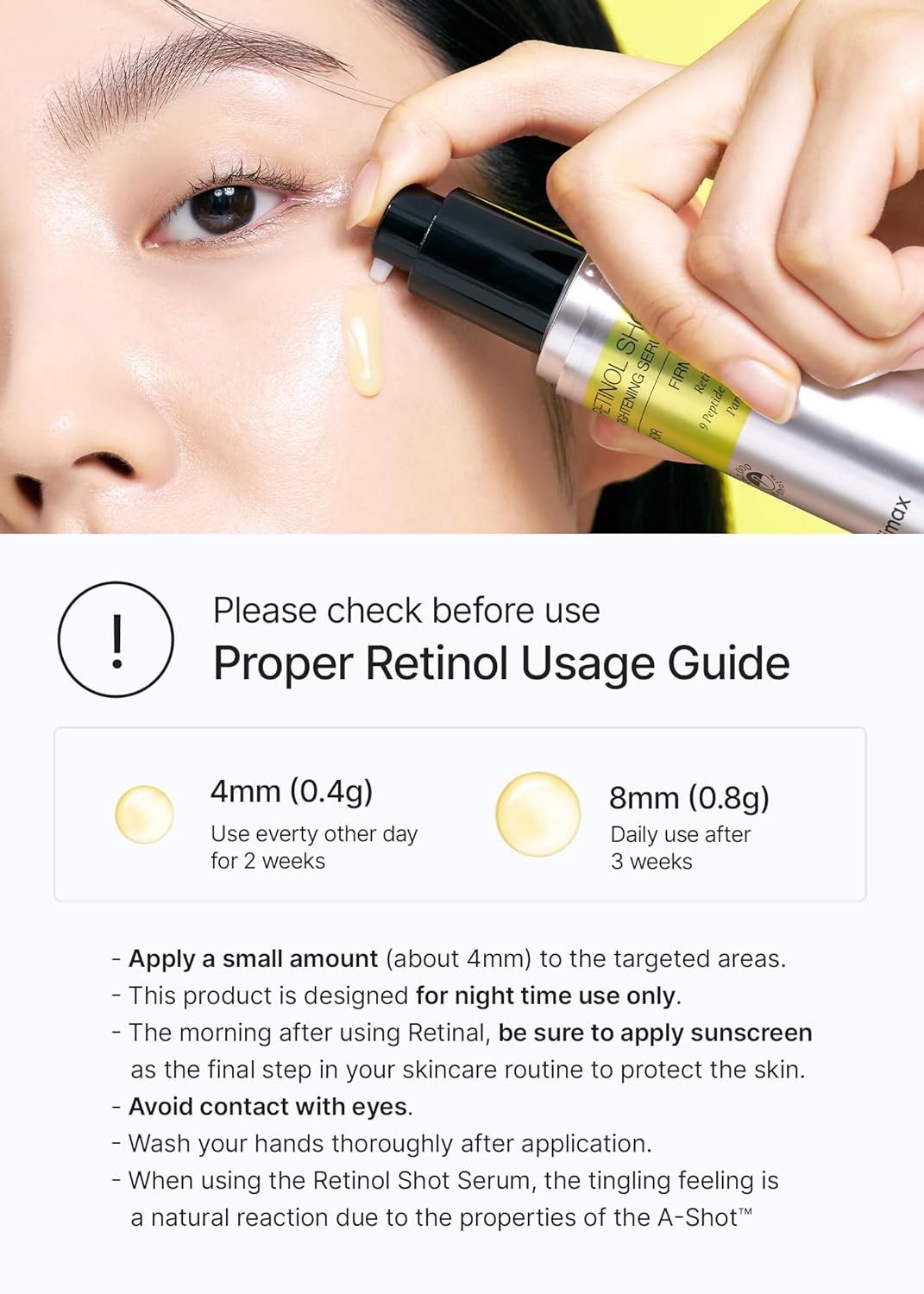 Detalle de celimax The Vita A Retinol Shot – Tightening Serum gegen Falten & feine Linien (30 ml)