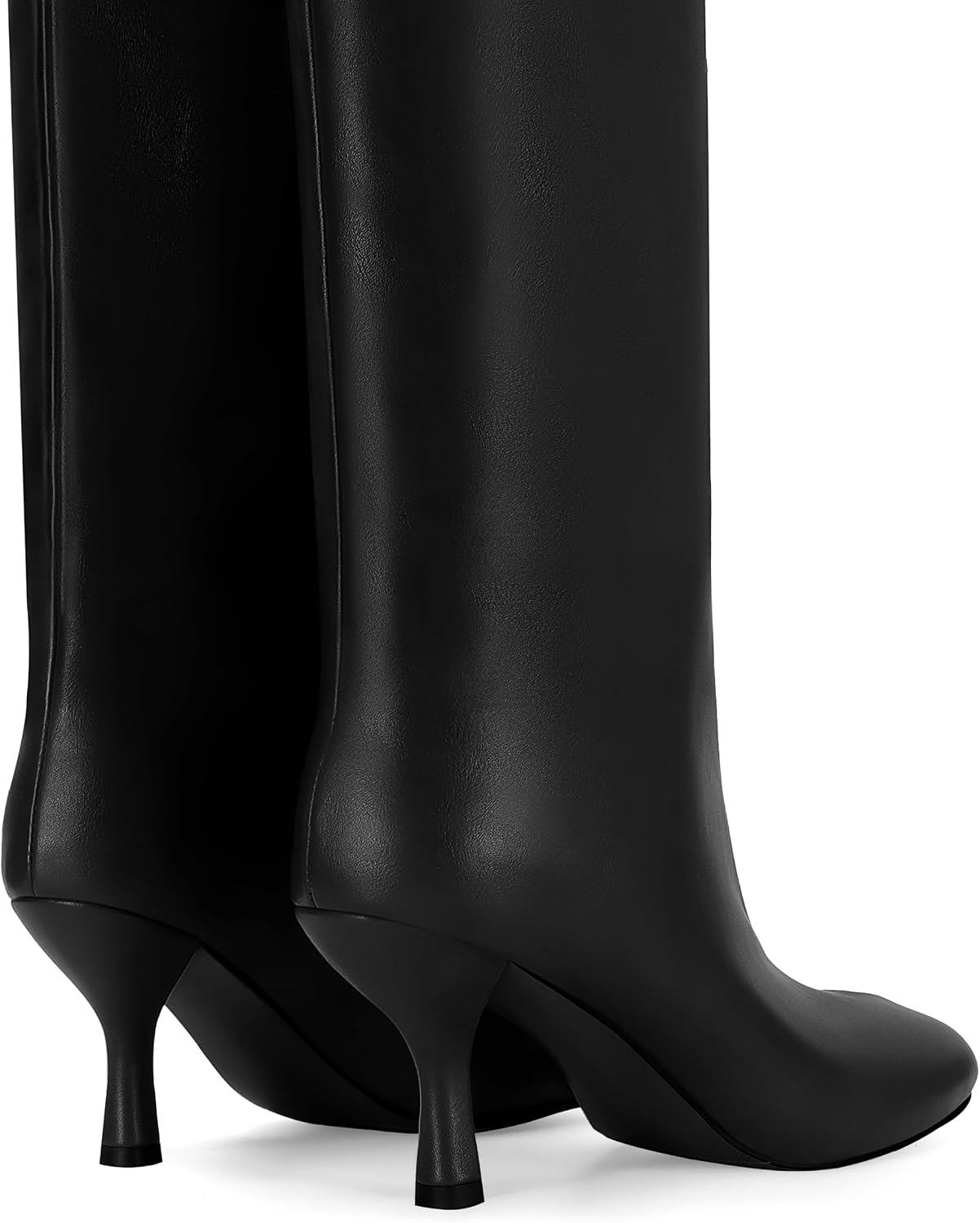 Detalle 2 de Wnshonzy Knee-High Boots for Women, Faux Suede, Wide Calf, Square Toe, 2.4-Inch Heel