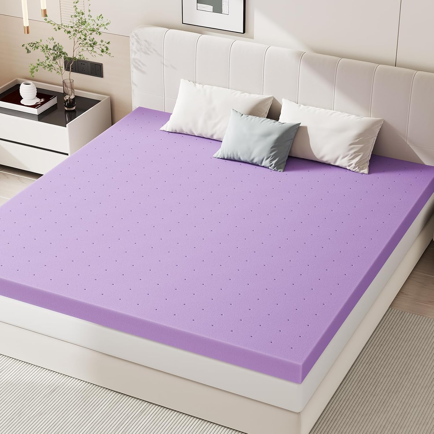 Detalle de Sweetcrispy Memory Foam Mattress Topper, 2-Inch