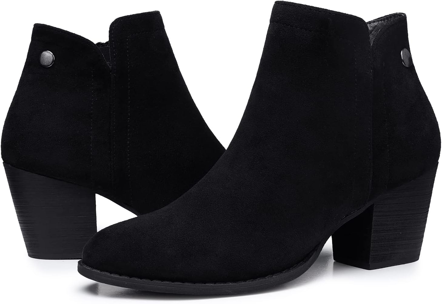 Detalle de SHIBEVER Women's Ankle Boots, Almond Toe, 2.68-Inch Block Heel