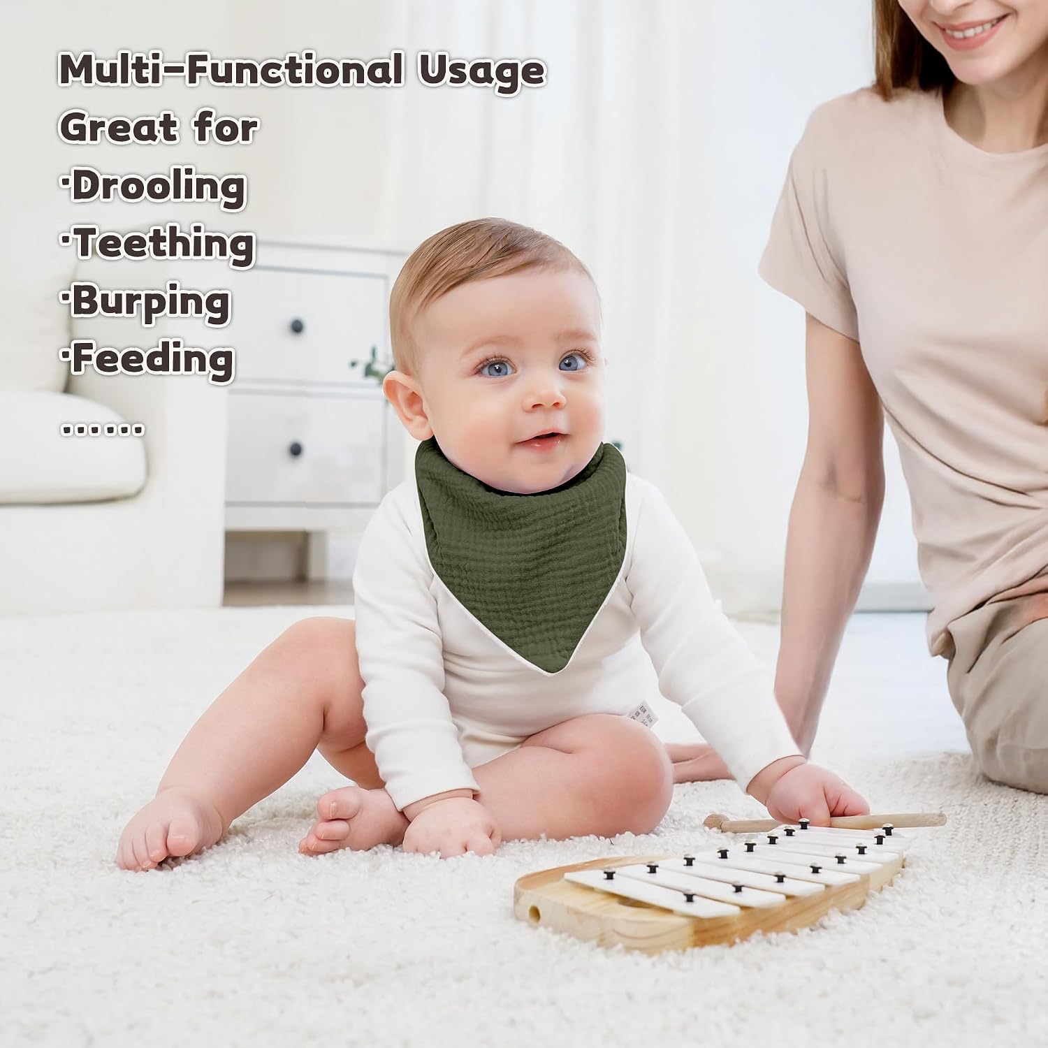 Detalle 2 de Susurration Muslin Baby Drool Bibs 6 Pack