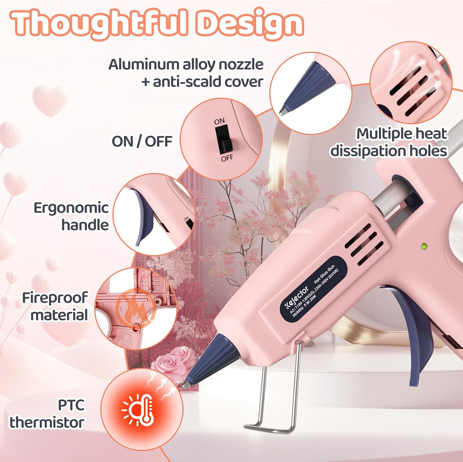 Thumbnail 3 de Fireproof mini 20W hot glue gun kit with 30 glue sticks (130 x 7 mm) – fast heating, anti-drip nozzle