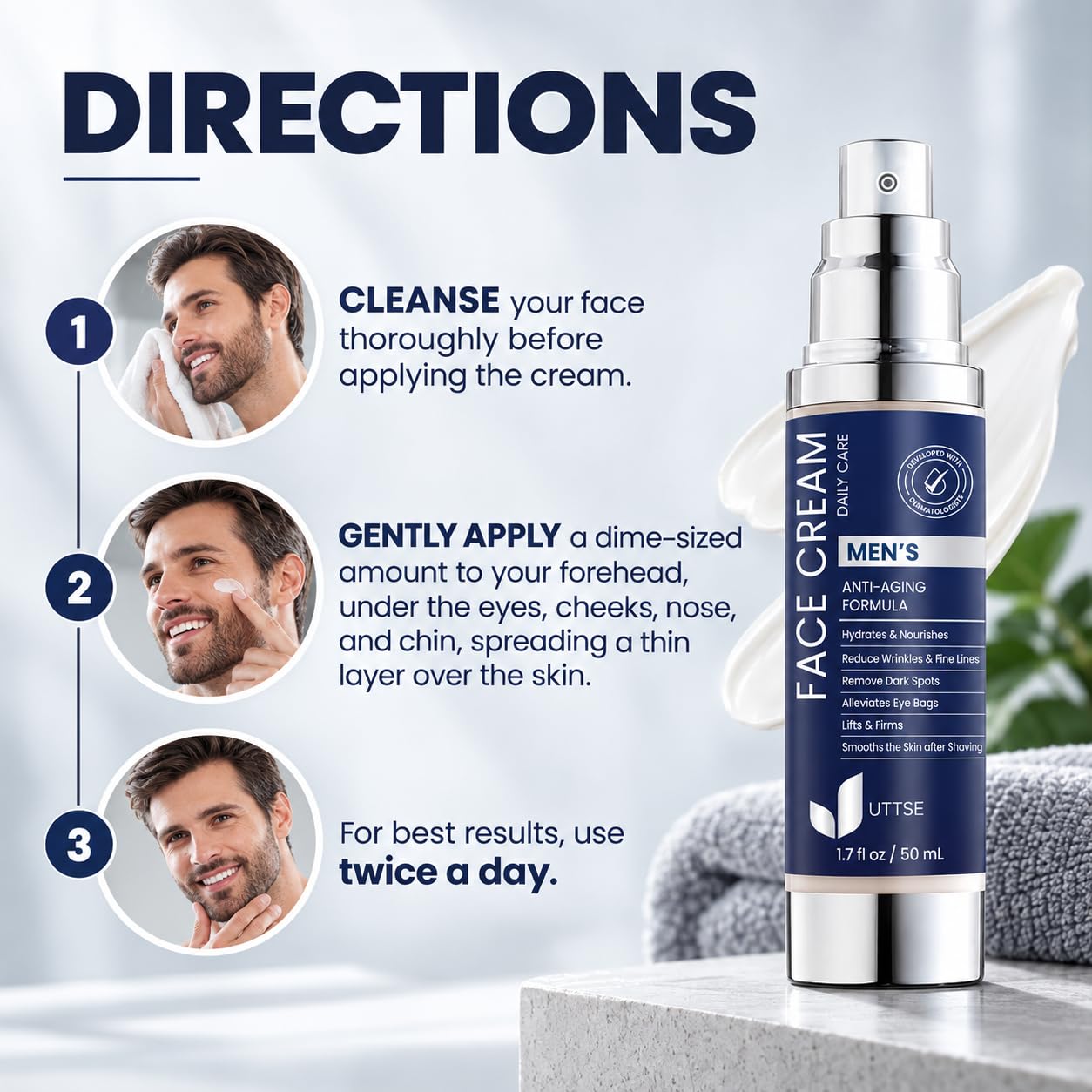 Thumbnail 6 de Uttse 6-in-1 Men's Face Moisturizer, 1.7 fl oz, 3-Pack