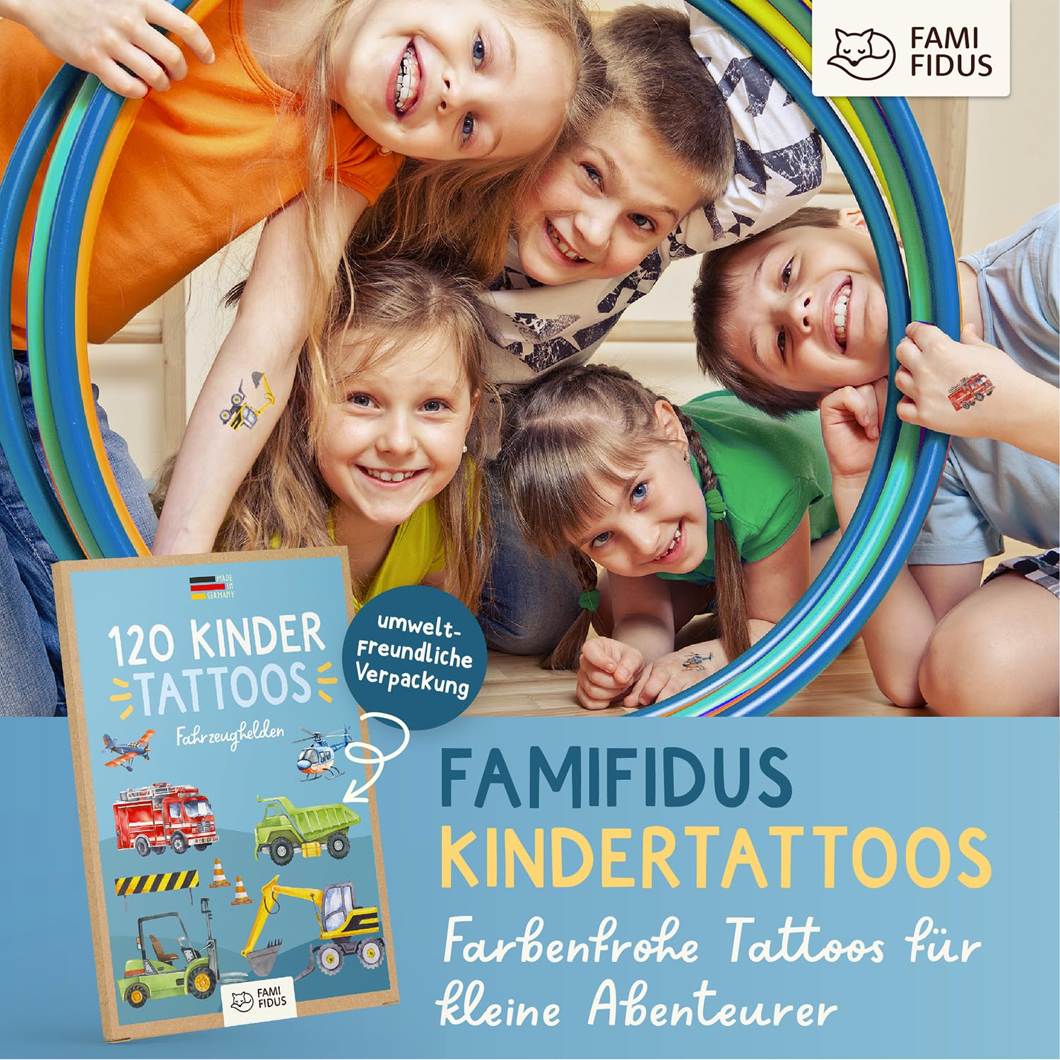 Thumbnail 6 de Famifidus 120 hautfreundliche Kinder Tattoos – Fahrzeug & Baumaschinen Motive, vegan und dermatologisch getestet