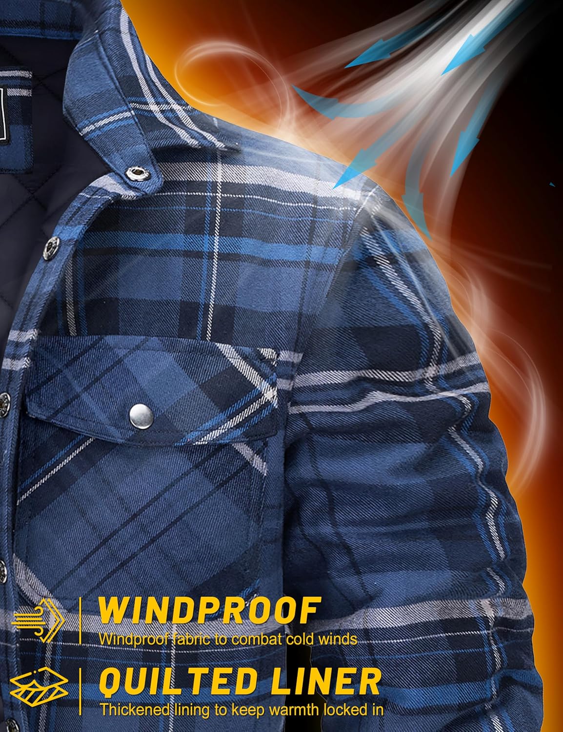 Thumbnail 6 de TACVASEN Men's Quilted-Lined Flannel Shirt Jacket, Lightweight Button-Down