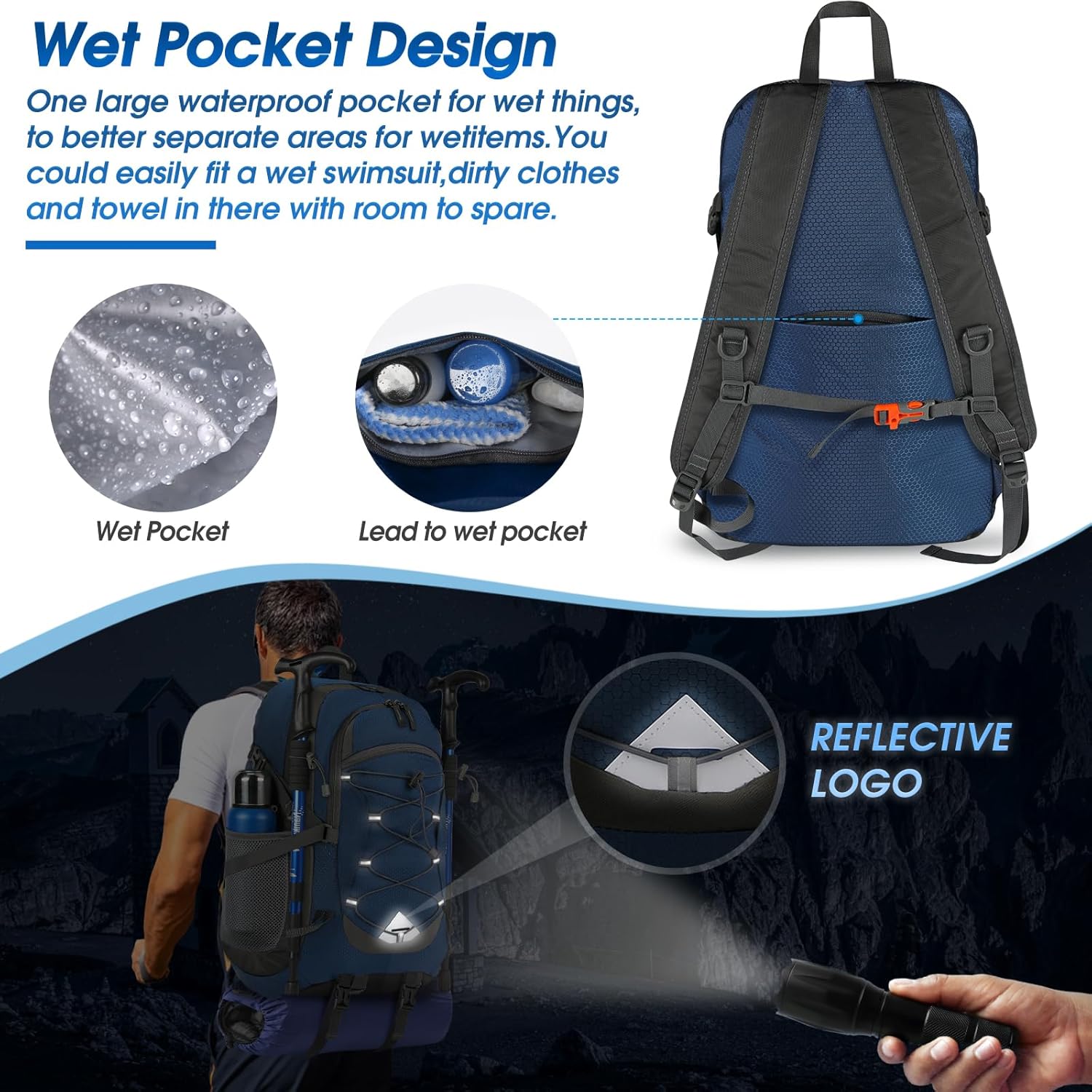Thumbnail 2 de IGOLUMON Sac à Dos Randonnée 40L Ultraléger et Pliable – Imperméable pour Homme et Femme