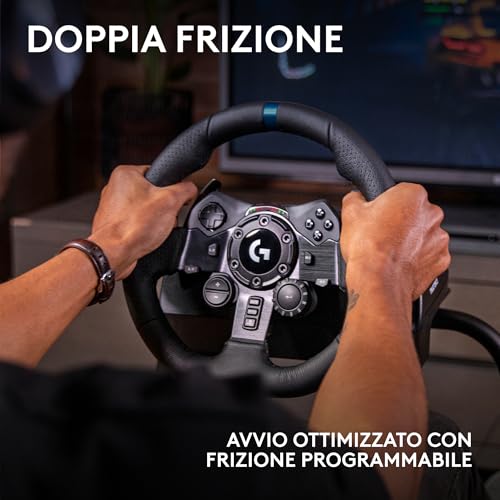 Detalle de Logitech G G923 volante da corsa e pedali per PlayStation & PC: guida realistica e controllo avanzato