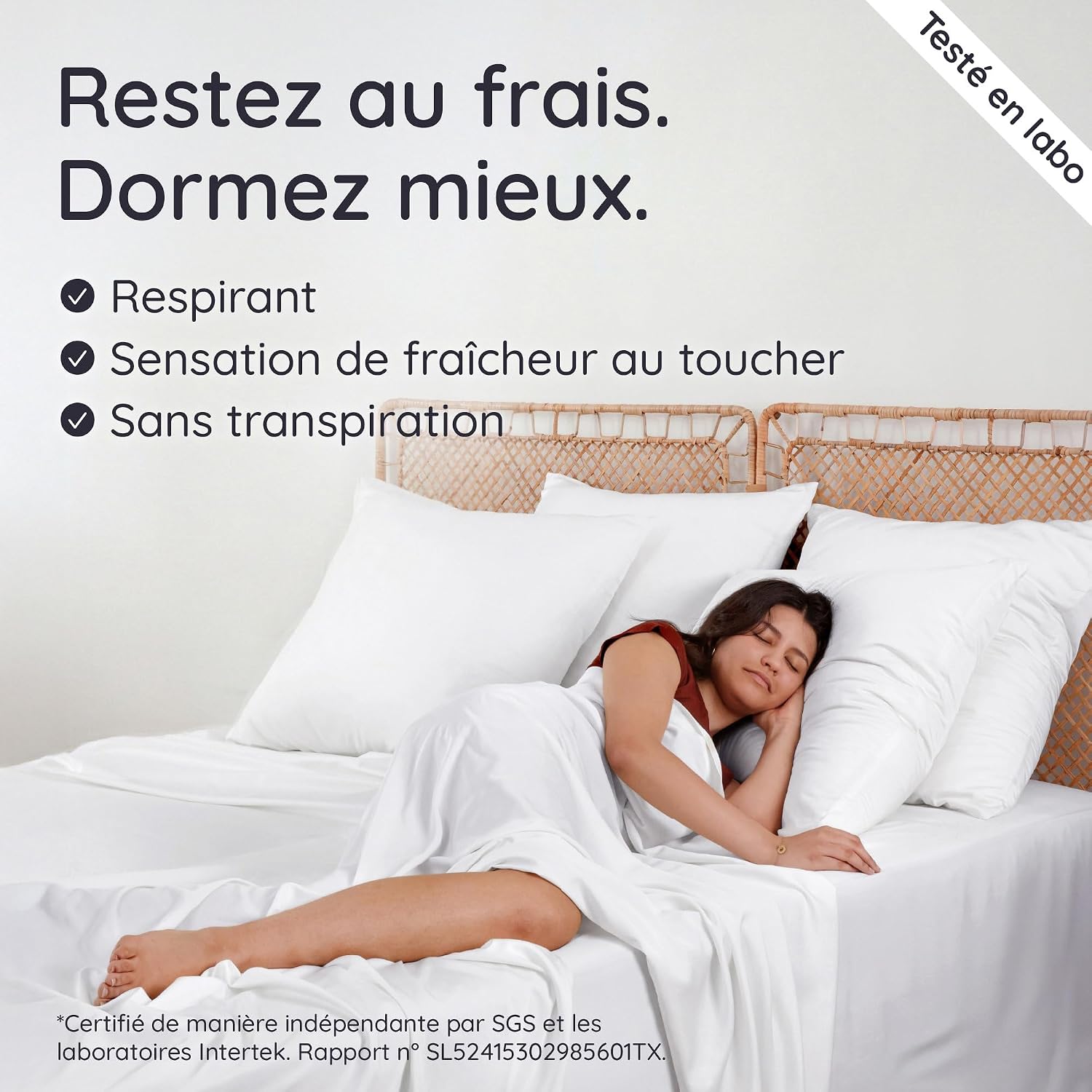 Detalle de Bambaw Drap Plat 270x290 cm en bambou – antibactérien, hypoallergénique et thermorégulateur