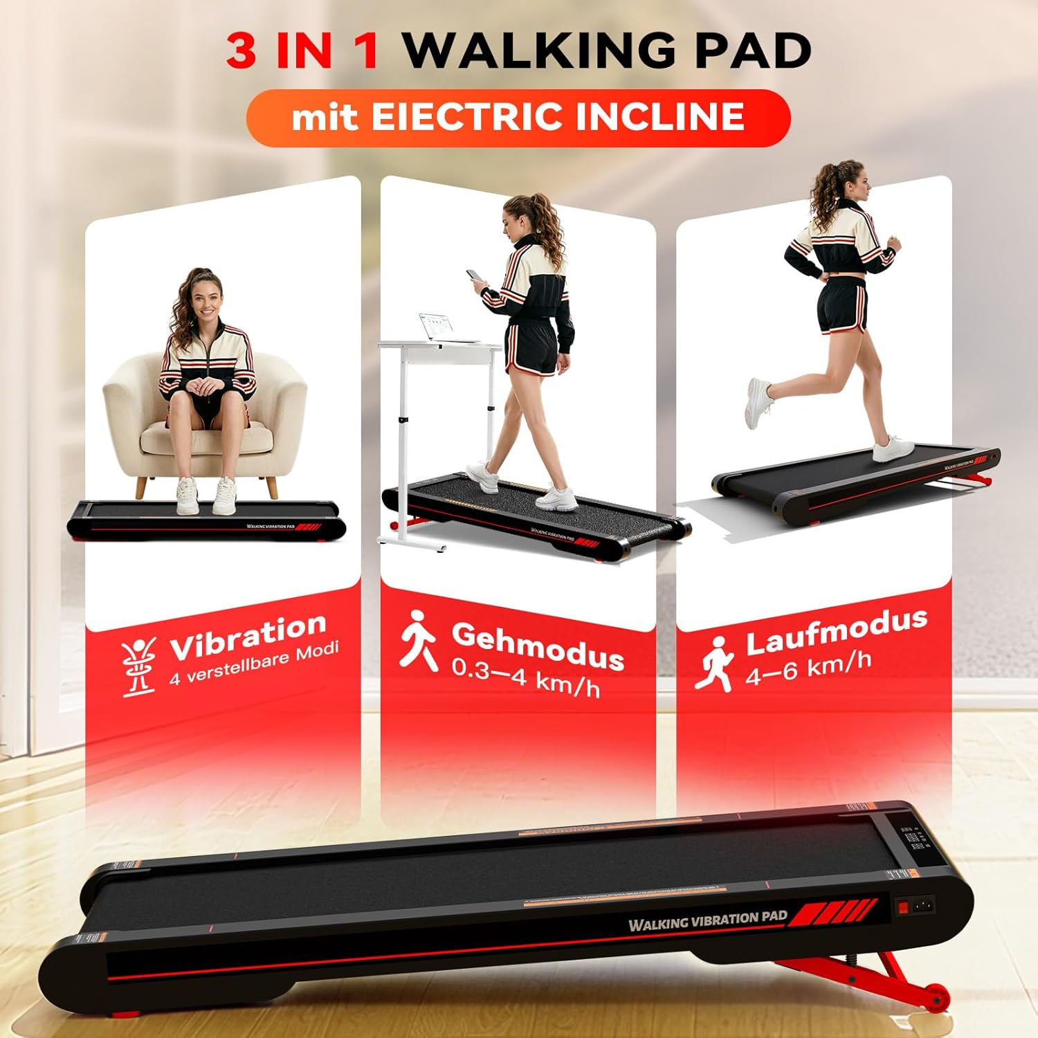 Thumbnail 2 de Sperax 4-in-1 Walking Vibration Pad Laufband für Zuhause & Büro (App, LED-Display, 0,3–6 km/h, Neigung 0–10%, 400 W)