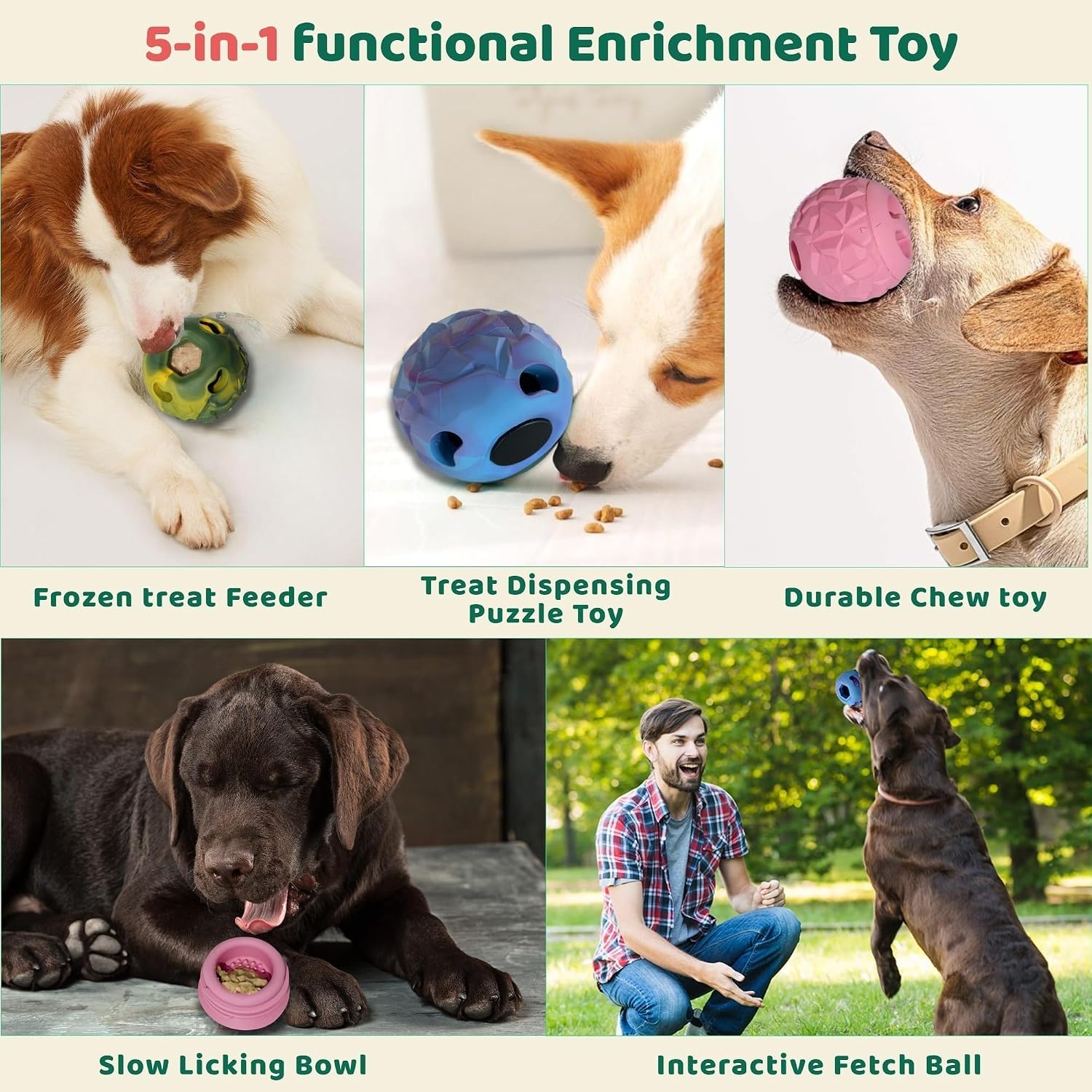 Detalle 2 de Freezeball Dog Toys – Frozen treat dispensing puzzle toy for large tough chewers (pink, Large)