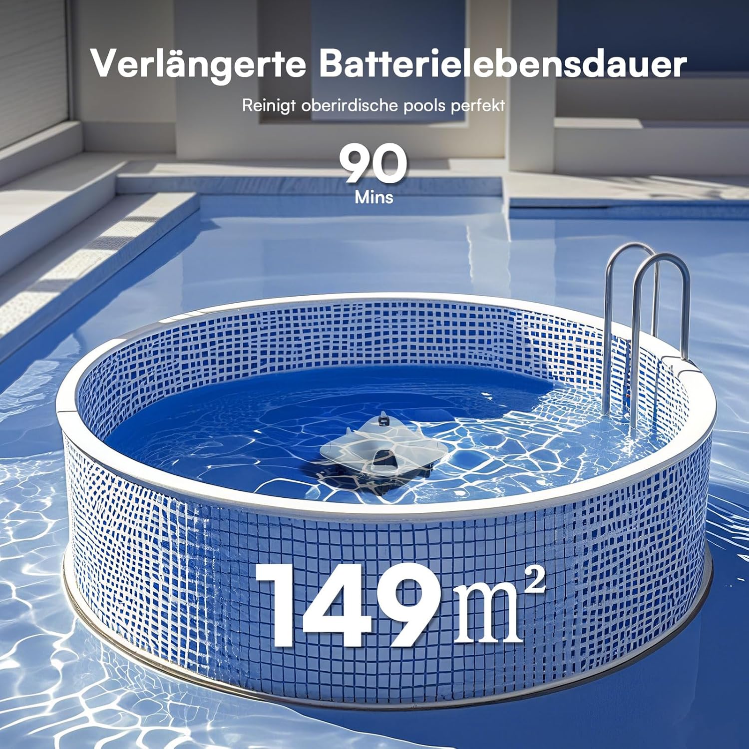 Thumbnail 3 de Kabellos Poolroboter Kabellos Poolsauger Akku 40W mit Doppelfiltersystem & bis 90 Min Laufzeit