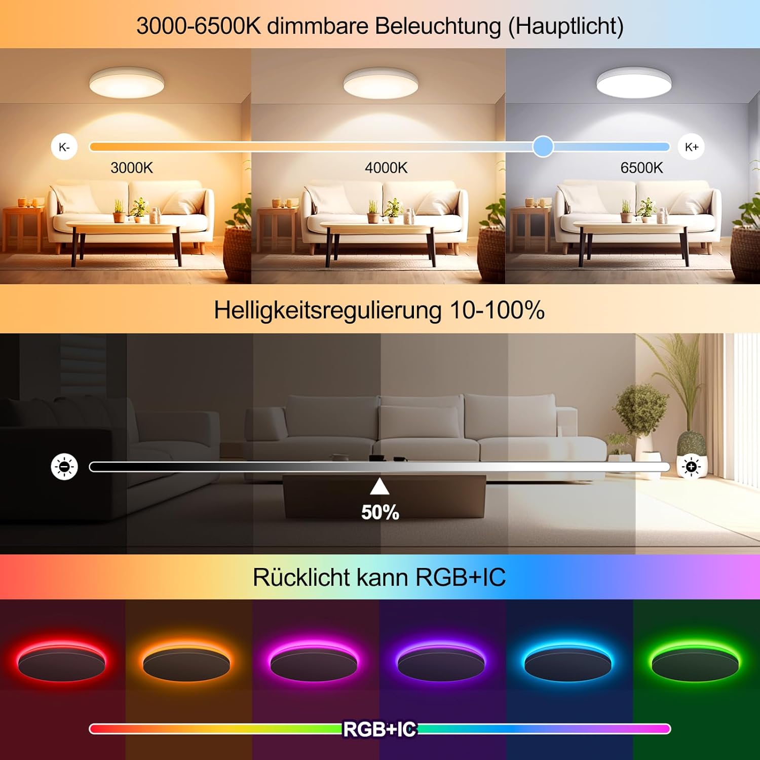 Thumbnail 1 de ToyGlee LED Deckenleuchte Dimmbar 36W Ø30cm
