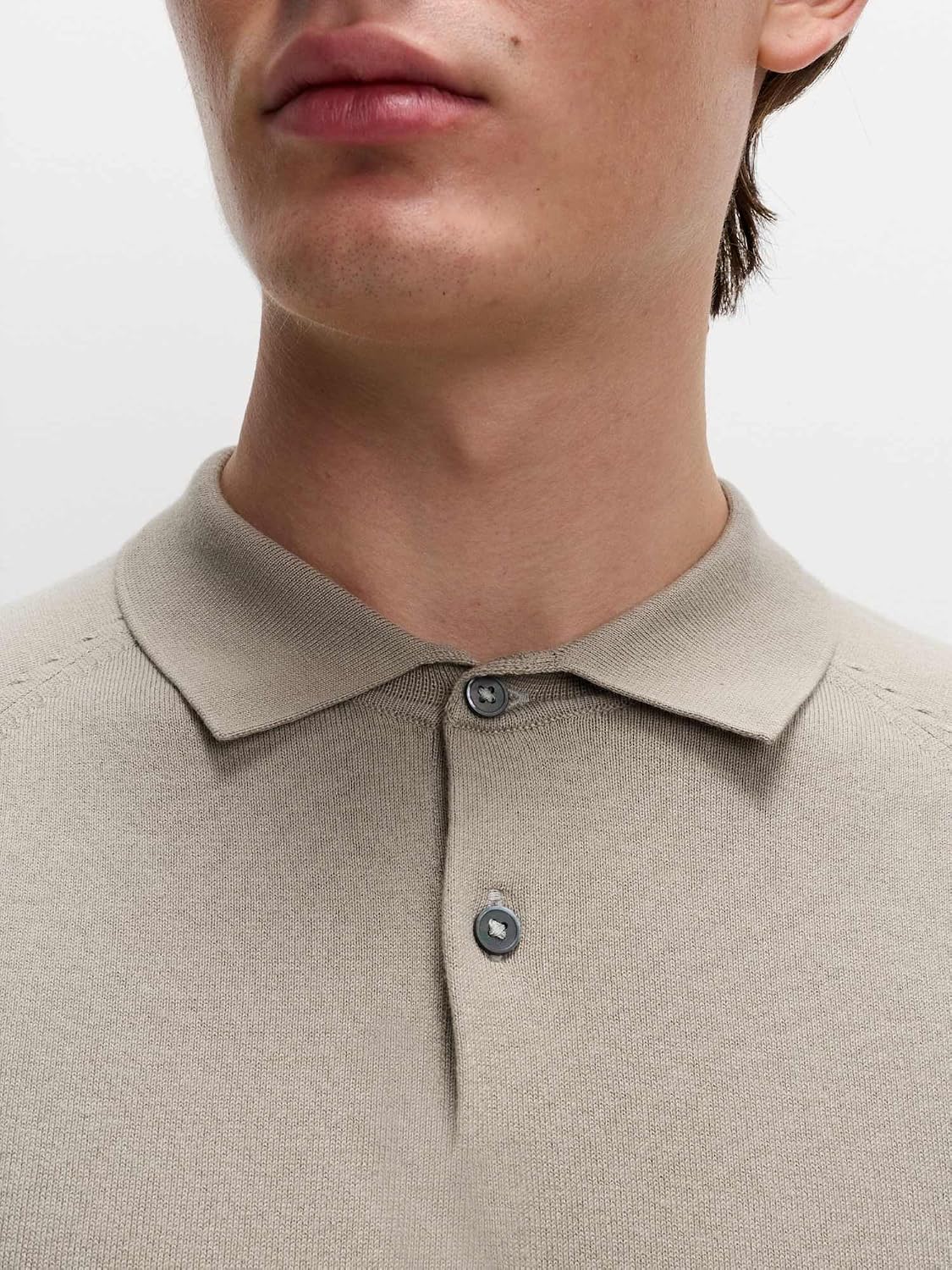 Thumbnail 3 de Marks & Spencer gebreid herenpoloshirt met hoog katoengehalte en standaard pasvorm