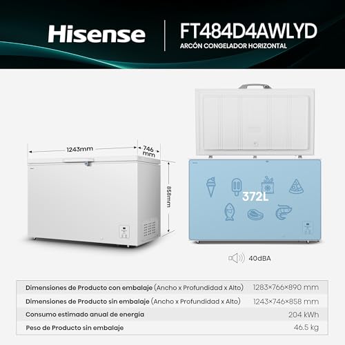 Thumbnail 1 de Hisense FT484D4AWLYD arcón congelador Class D de 372 L con Congelamiento Rápido