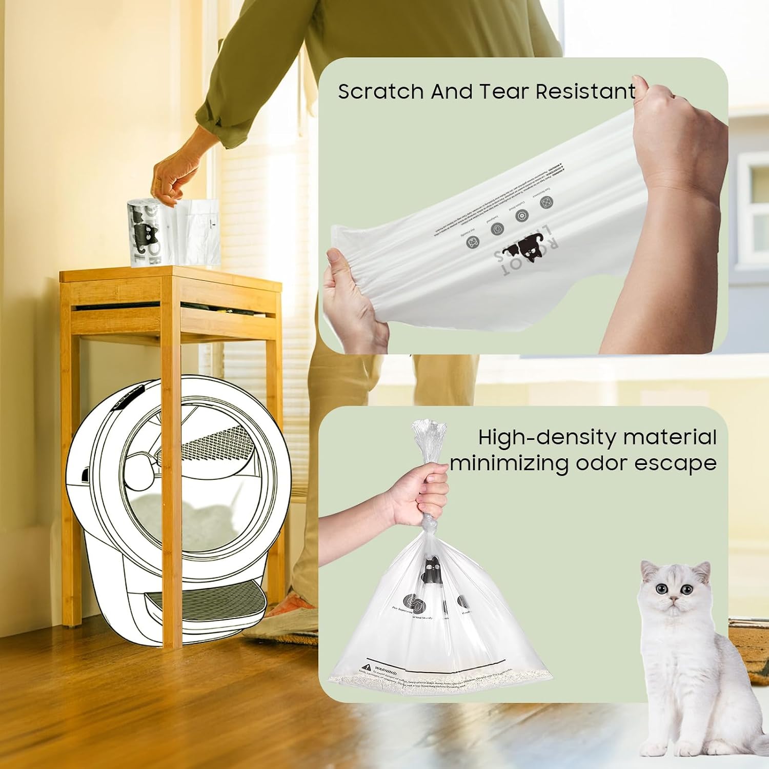 Thumbnail 6 de AWoHH Cat Litter Robot Waste Bags, 90 Count, Pre-Separated and Transparent