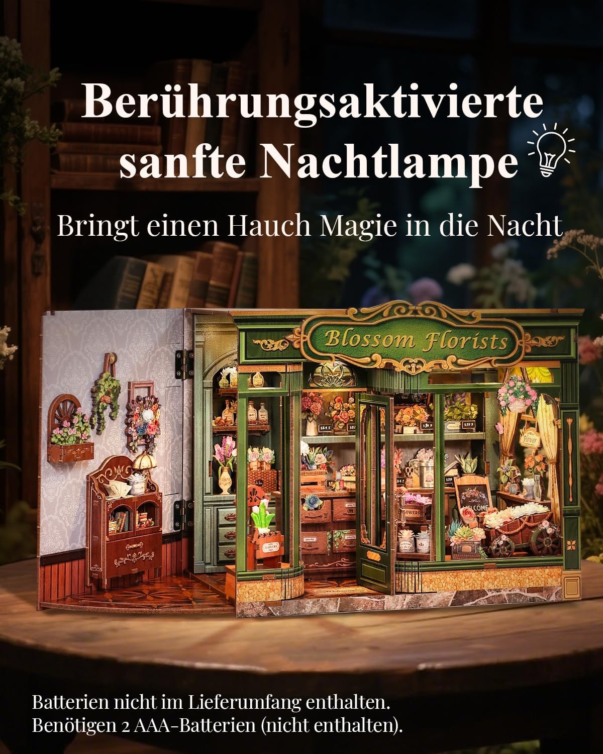 Thumbnail 3 de Cutefun Book Nook Kit – Maison Miniature en Bois à assembler avec Éclairage LED (Blossom Florists)