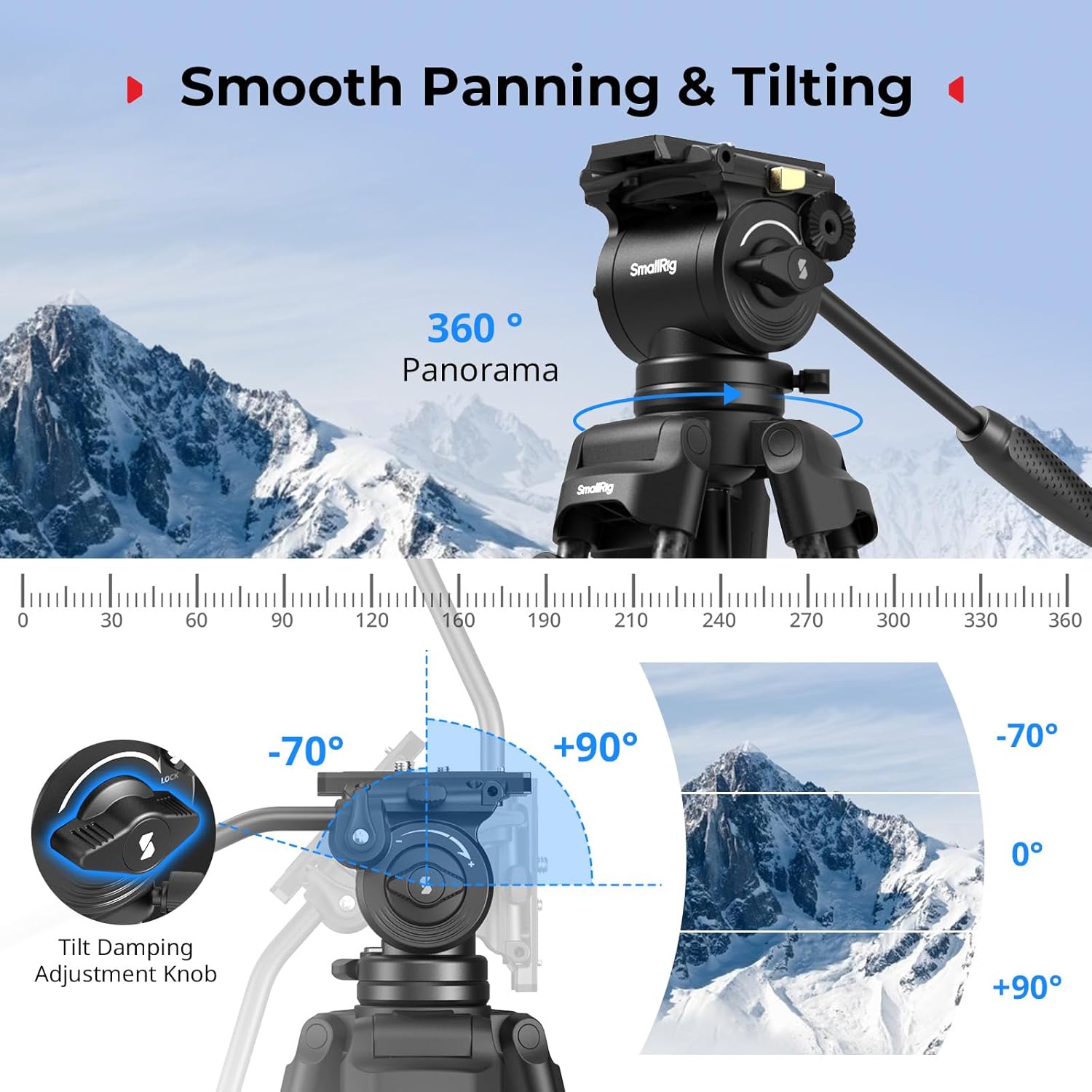 Thumbnail 3 de SMALLRIG 73''/185cm Heavy Duty Carbon Fibre Video Tripod with Fluid Head