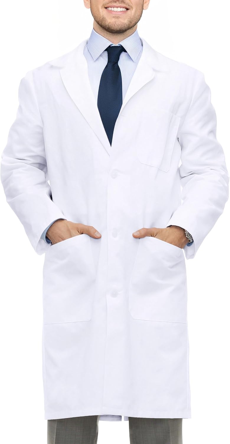 Detalle de NY Threads labcoat men White Men's Lab Coat with 3 Pockets and Side-Slit Access