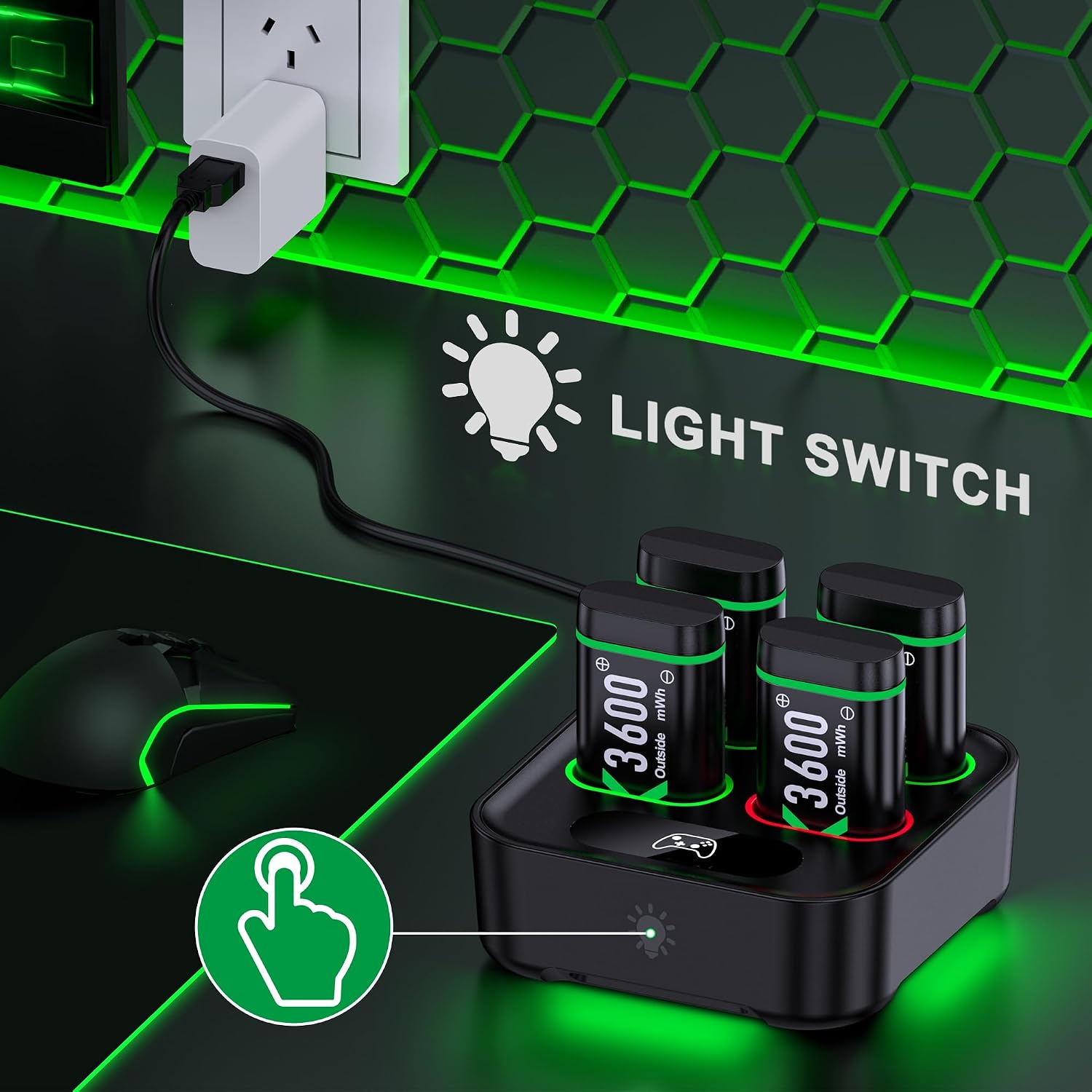 Detalle de DINOSTRIKE 6x3600mWh battery pack charger