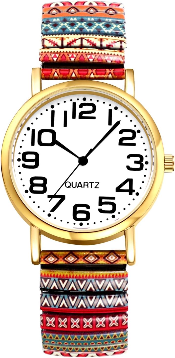 Thumbnail 6 de OIDEA Damen-Armbanduhr Boho Bohemian mit elastischem Edelstahlband (Quarz, großes arabisches Zifferblatt)