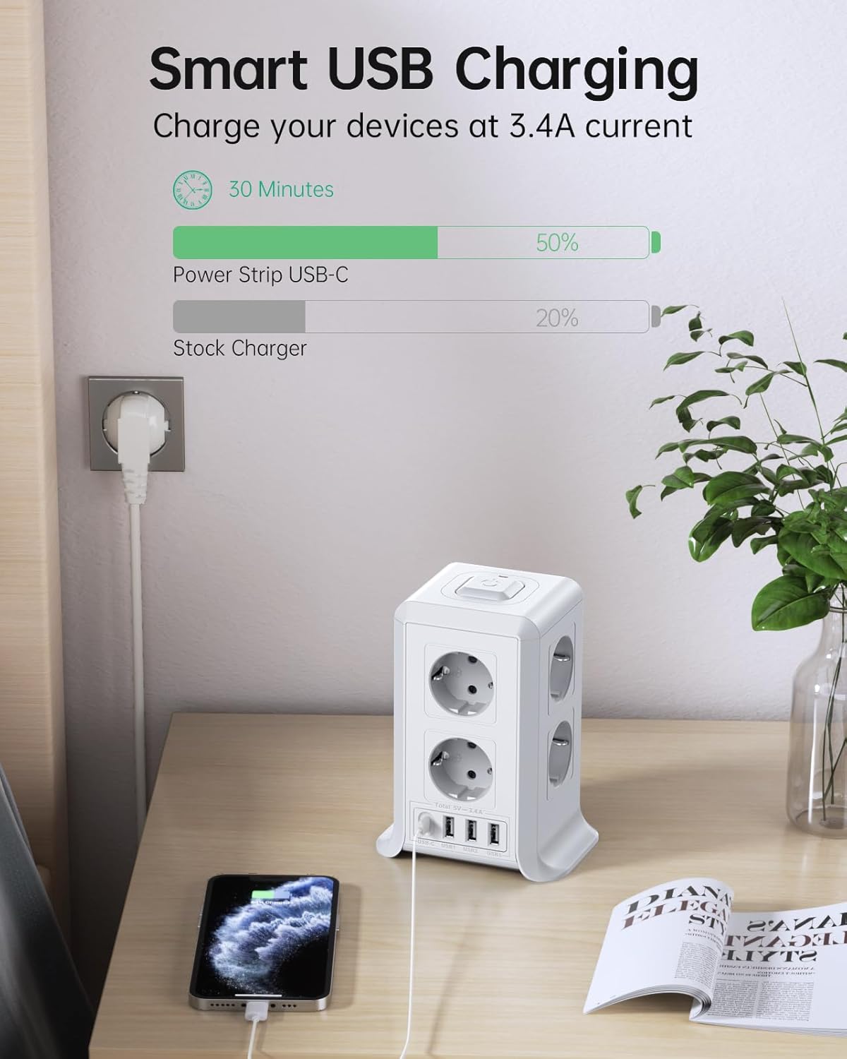 Thumbnail 3 de Sameriver Torre Regletas Enchufes 12 Tomas Regleta USB