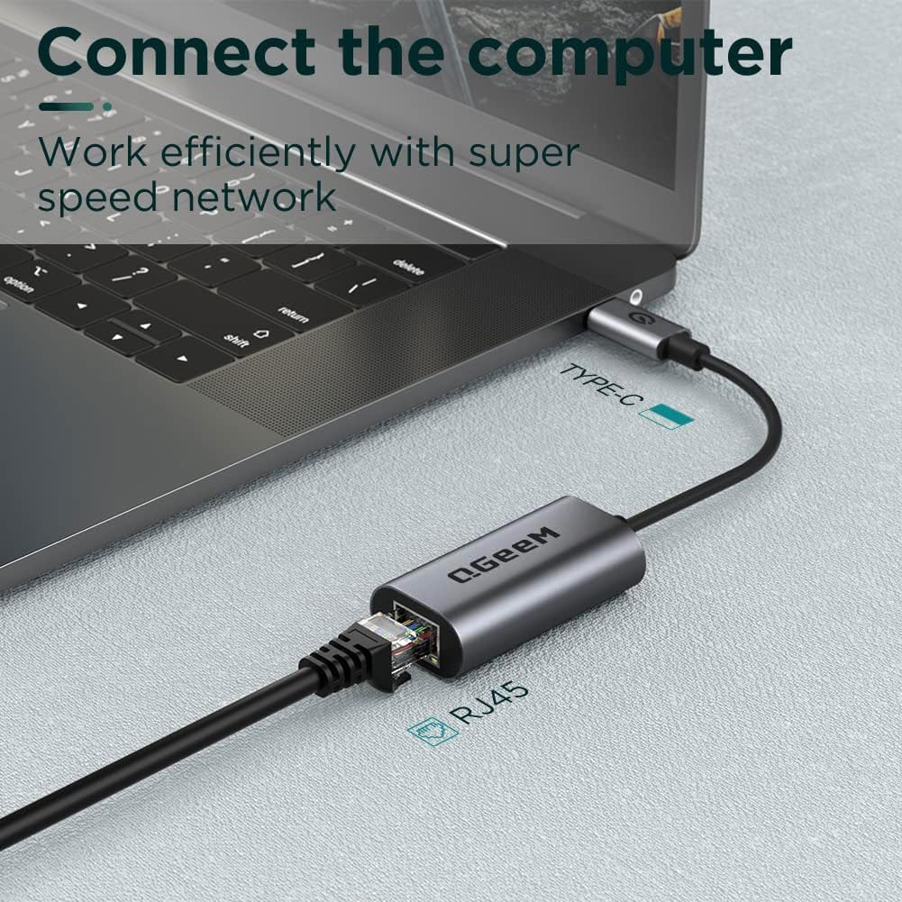 Thumbnail 1 de QGeeM USB C to Ethernet Adapter 1 Gbps