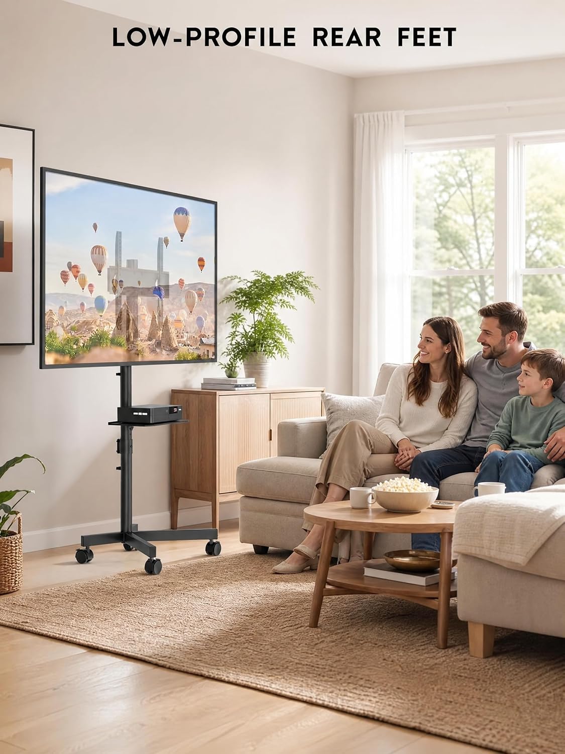 Thumbnail 6 de BONTEC TC-003B-US-FBA Rolling TV Stand with Adjustable Height and Locking Wheels