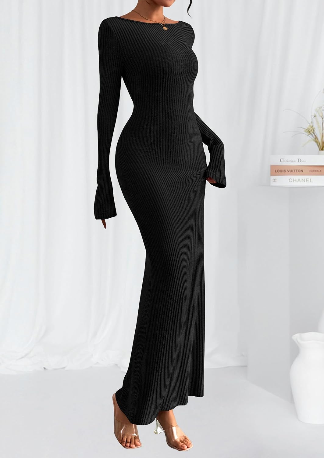 Detalle 1 de PRETTYGARDEN Long Sleeve Maxi Dress XS-XXL
