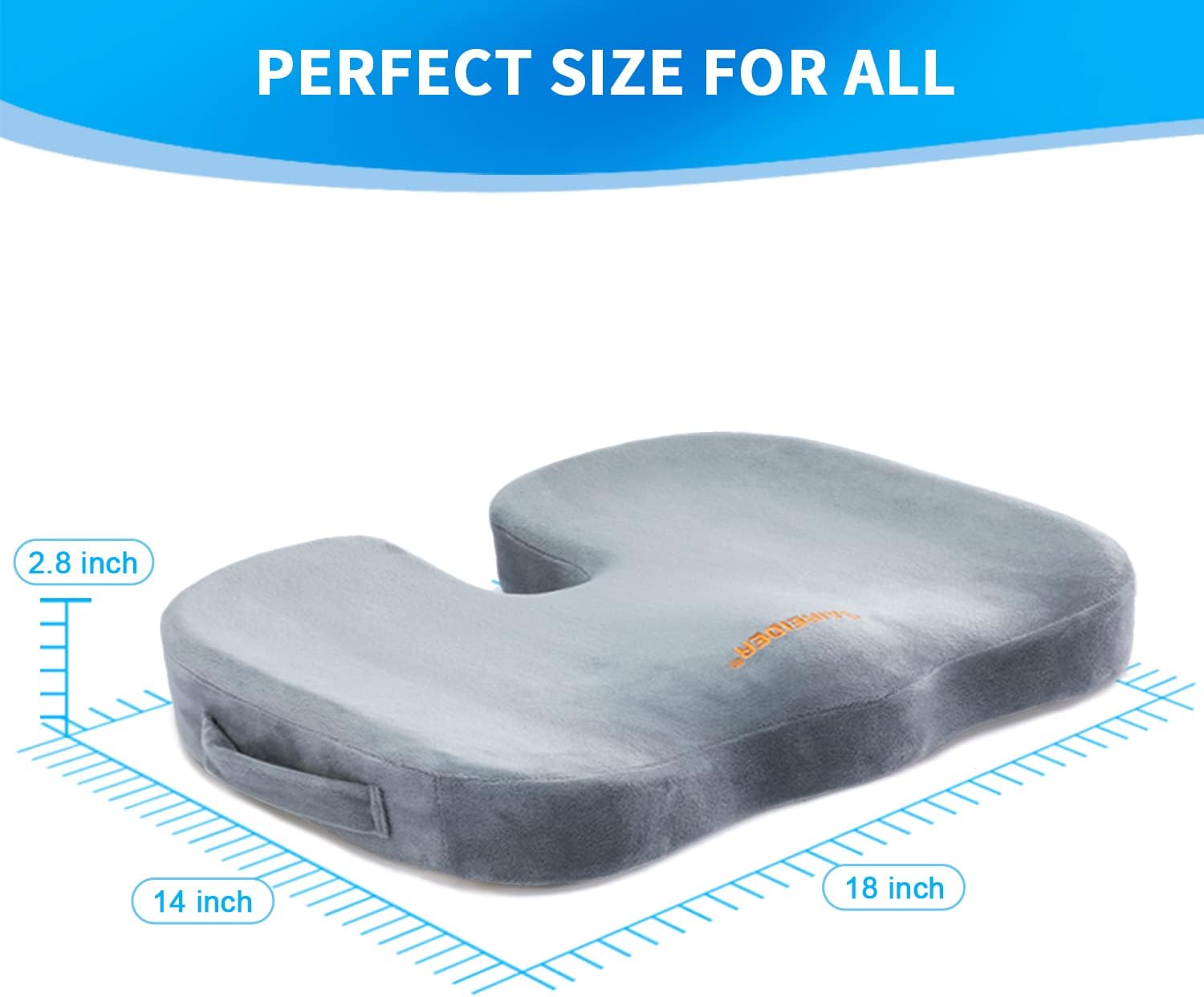 Detalle de SAIREIDER SC-G0402 Memory Foam Seat Cushion with U-Shaped Coccyx Cutout