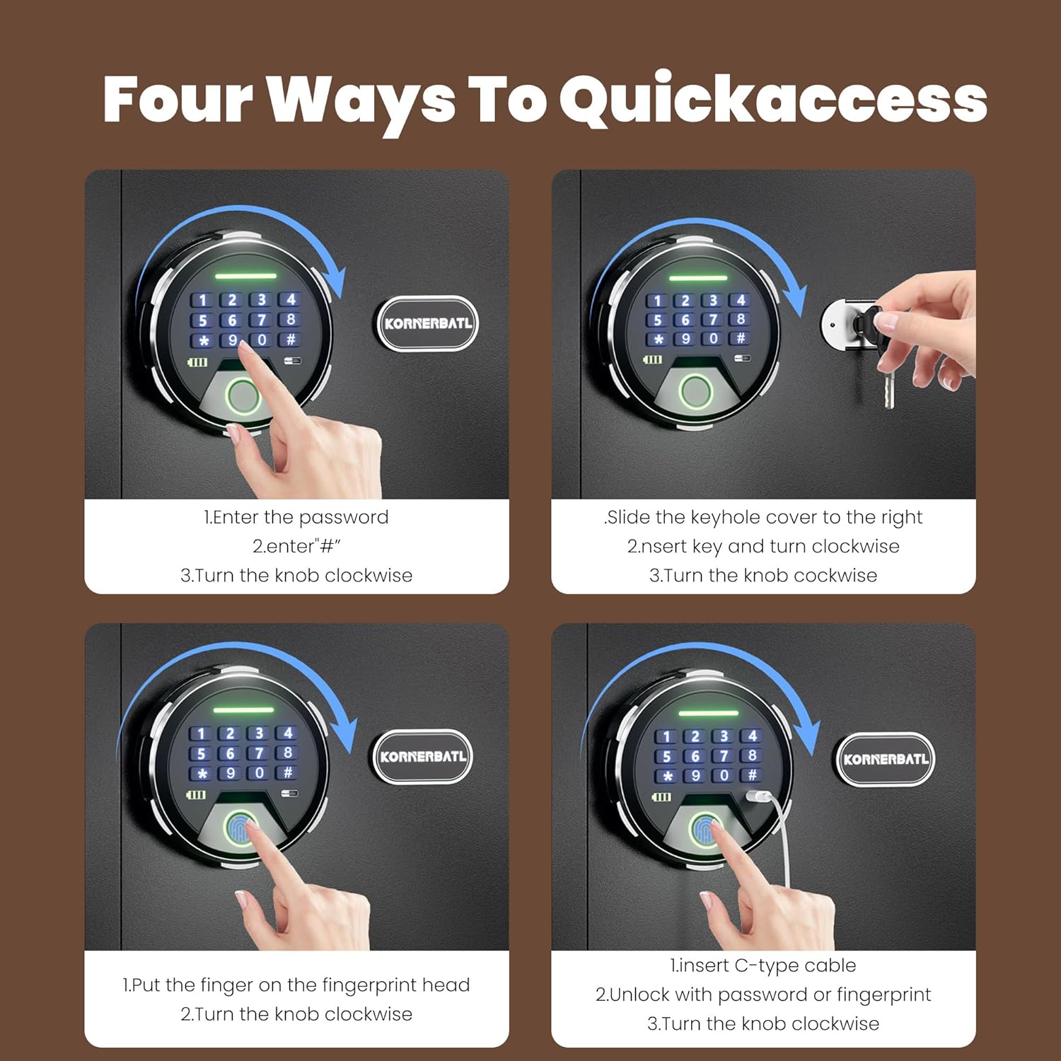 Thumbnail 3 de Smart Biometric safe with fingerprint lock 13.78"W