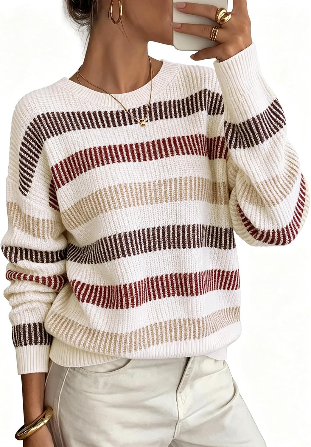 Detalle de WIHOLL Women's Ribbed Knit Sweater