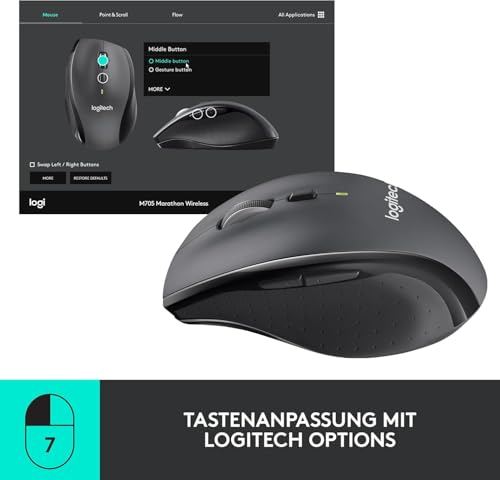 Thumbnail 3 de Logitech M705 Marathon Kabellose Maus – lange Akkulaufzeit, präziser Laser und vielseitige Tasten