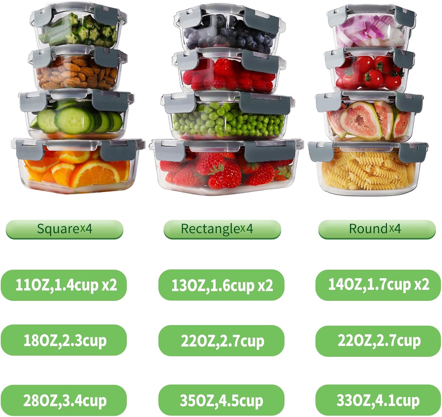 Detalle de HOMBERKING 24pc Glass Food Storage Containers 🍱