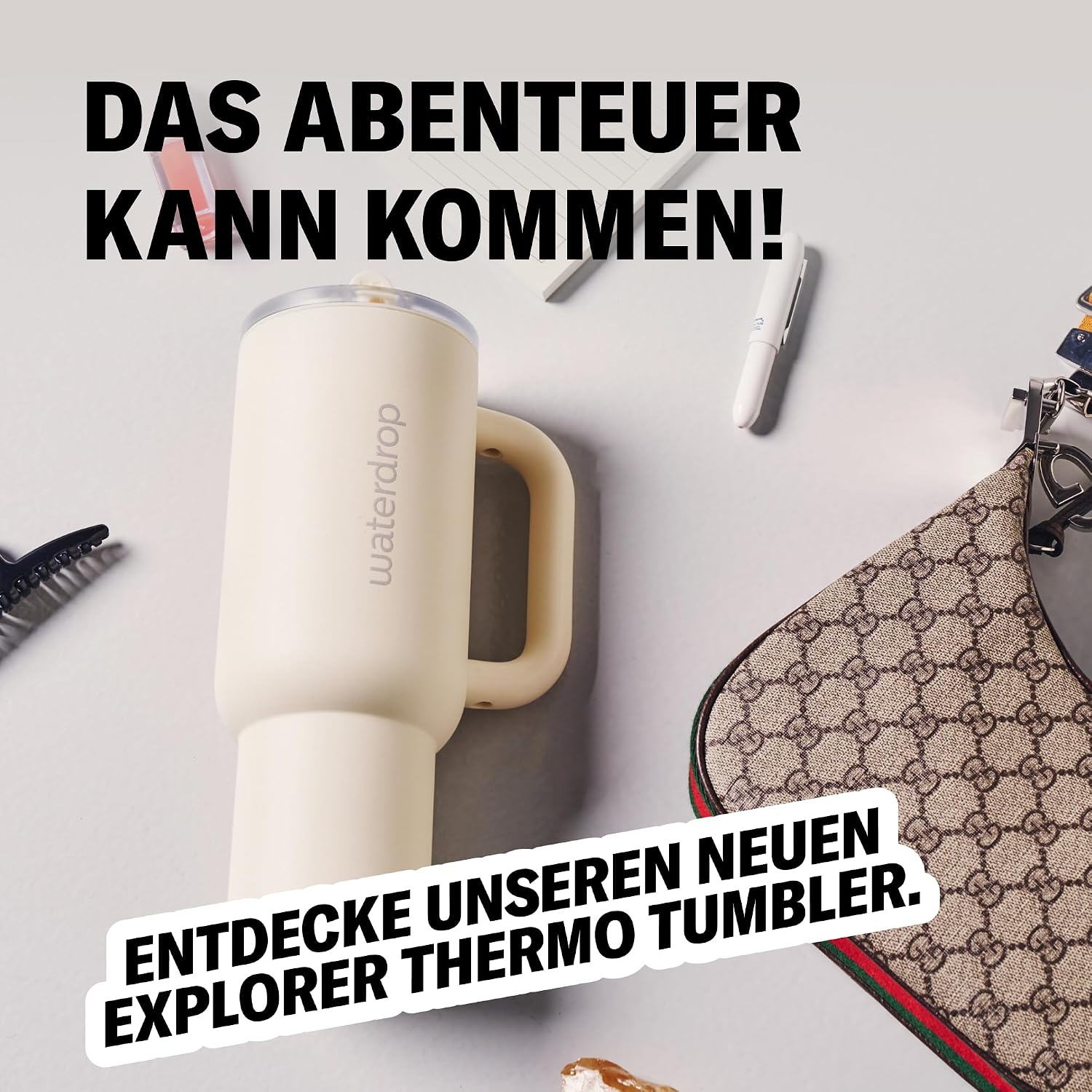 Thumbnail 5 de waterdrop® Thermobecher mit Strohhalm 1,1 L – Auslaufsichere Edelstahlflasche mit Deckel
