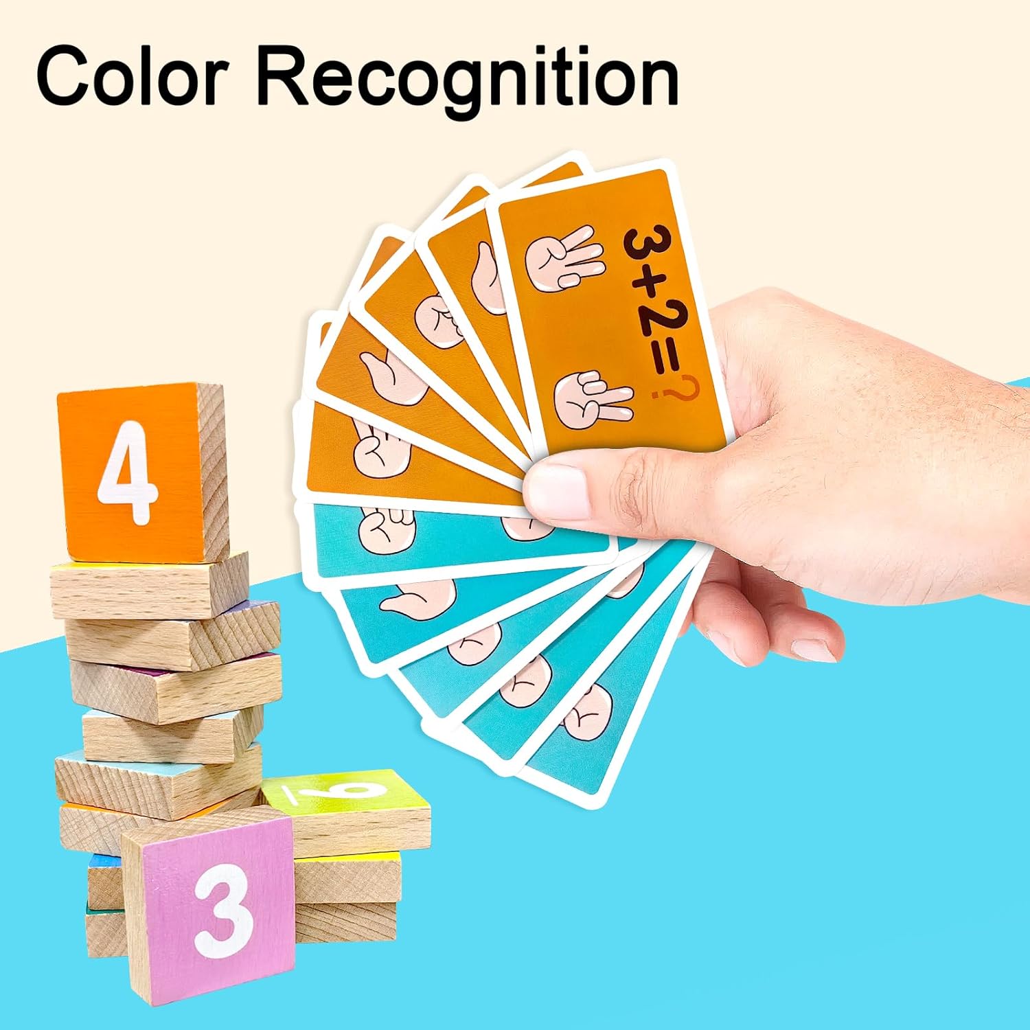 Detalle de YATOSEEN Montessori Math Toy for Kids – Wooden Counting & Addition Subtraction Board