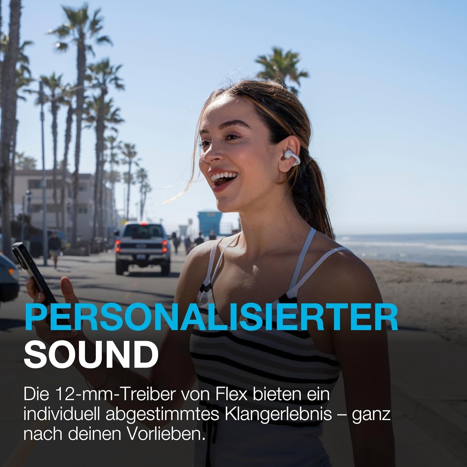 Thumbnail 2 de JLab Flex Open-Ear Kopfhörer (Clip-On) mit Bluetooth Multipoint, MEMS-Mikrofon & App – Weiß
