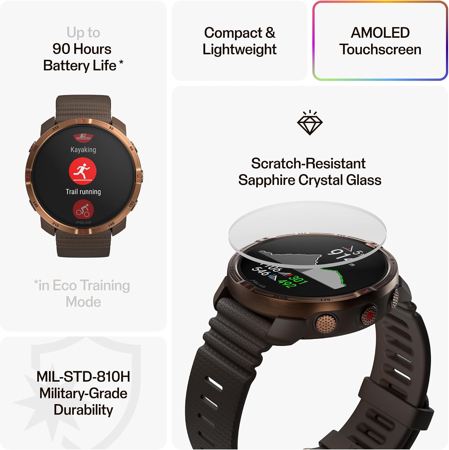 Detalle 2 de Polar Grit X2 Outdoor Multisport GPS Watch with AMOLED, offline maps and wrist ECG