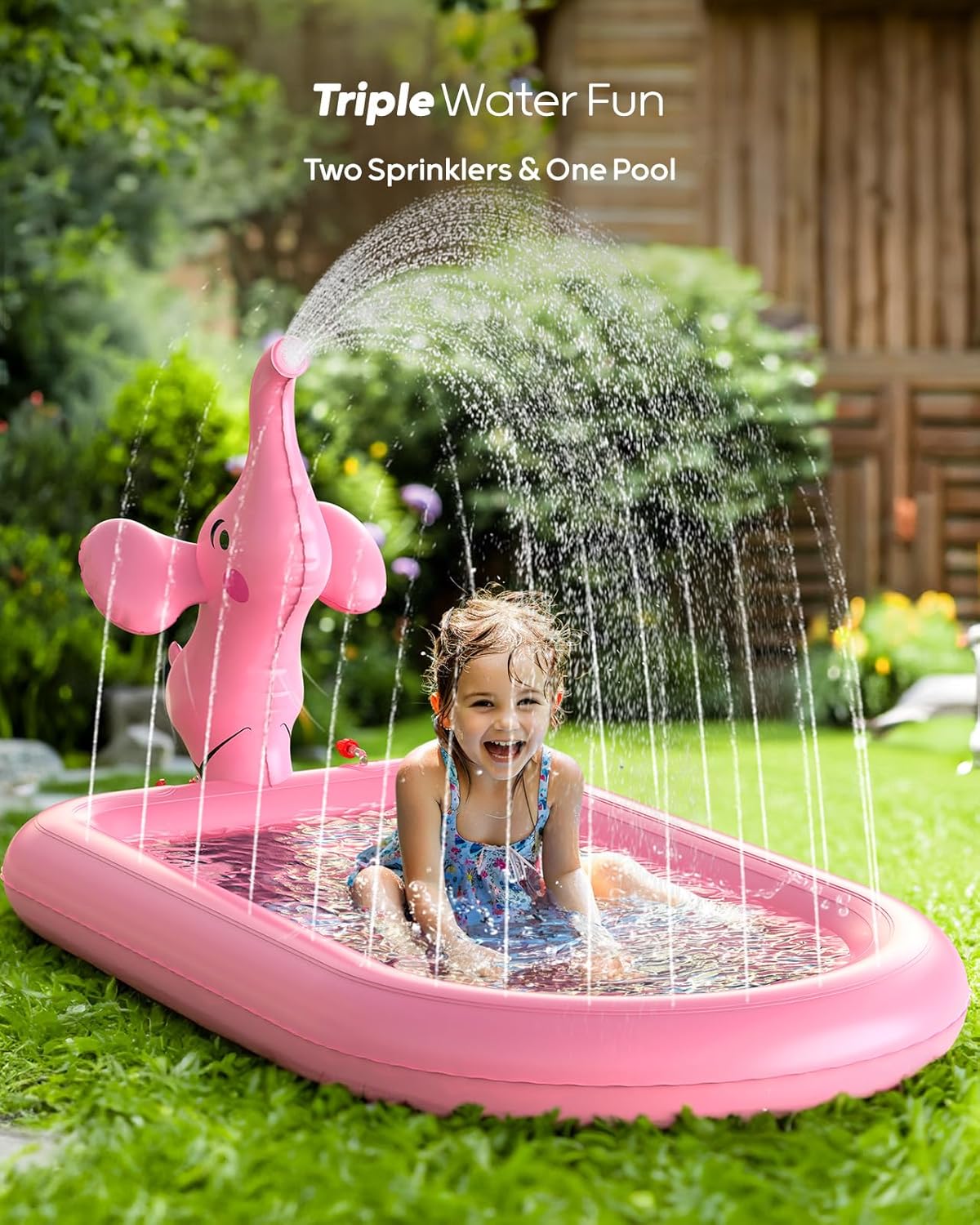 Thumbnail 2 de QPAU Splash Pads for Toddlers 1-3 – Pink Elephant Inflatable Sprinkler Pool