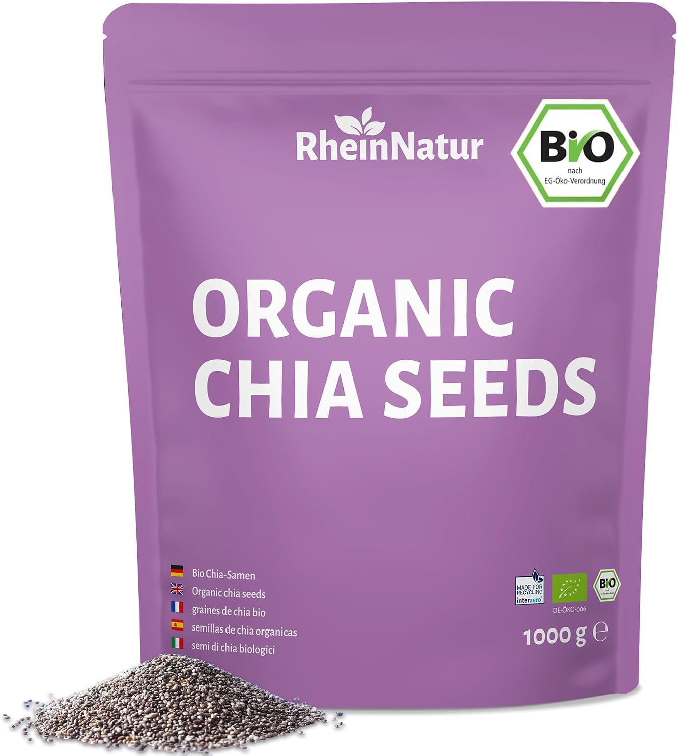 Detalle de RheinNatur biologische chiazaden 1 kg – 100% biologisch voor ontbijt en salades