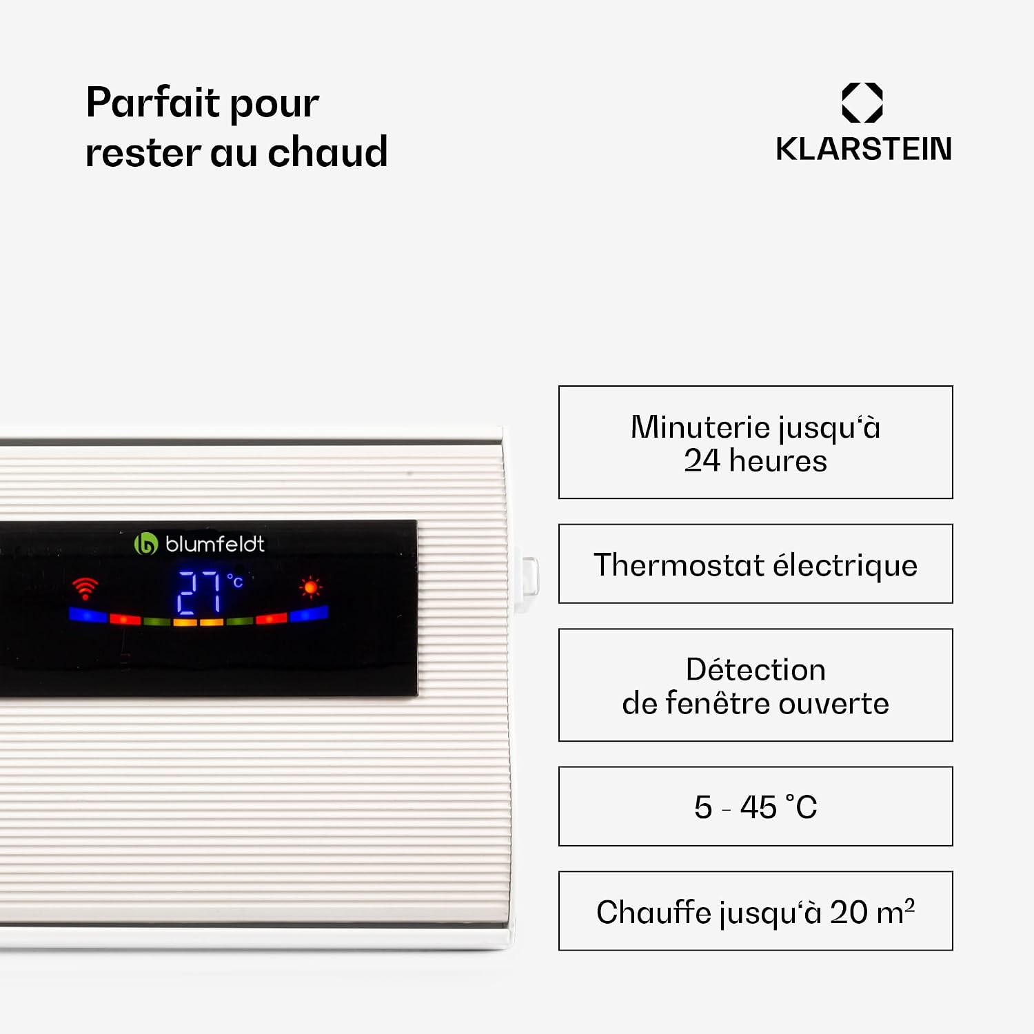 Detalle de Klarstein Cosmic Beam Smart infraroodstraler 2400 W met wifi, thermostaat en wand- of plafondmontage
