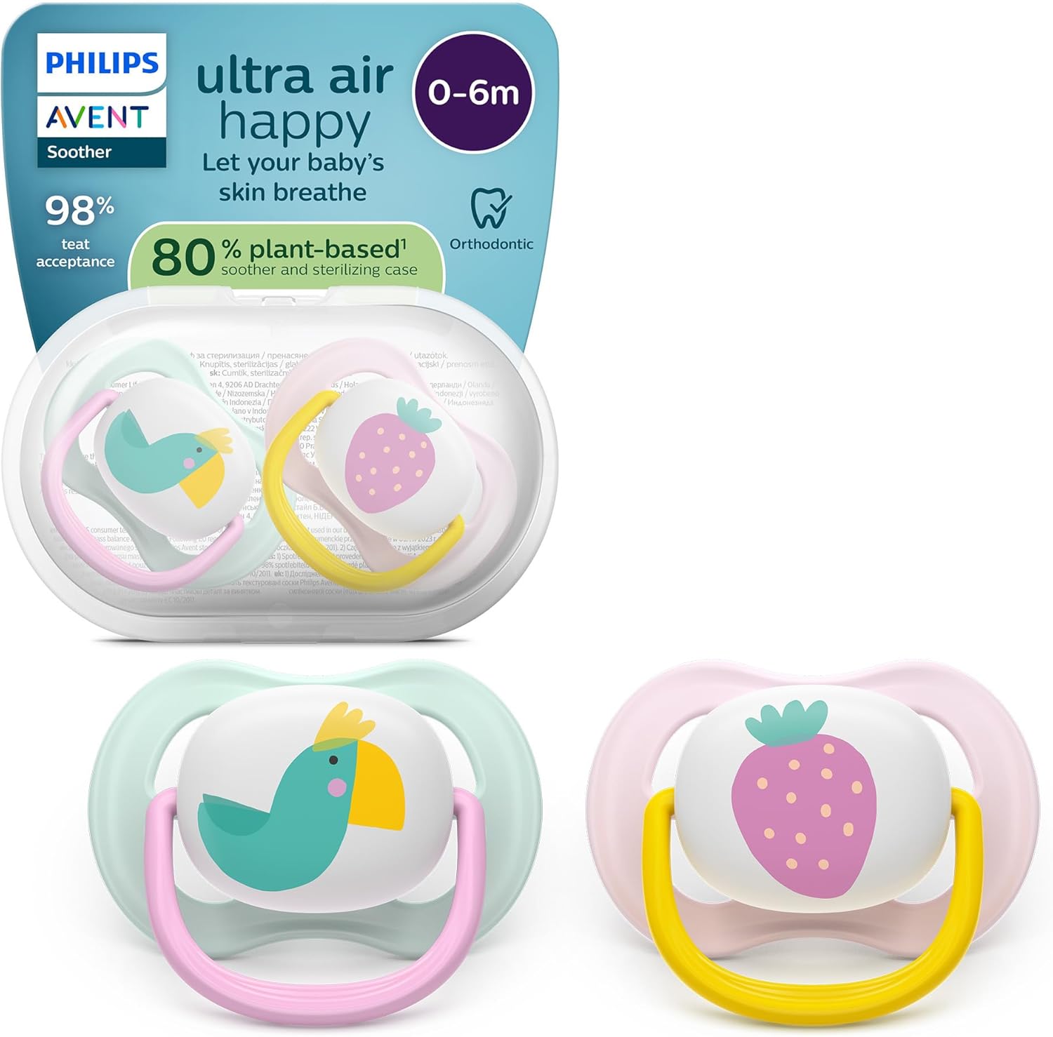 Thumbnail 6 de Philips Avent Ultra Air Soothers 0-6 Months (2 Pack) with Orthodontic Silicone Teat