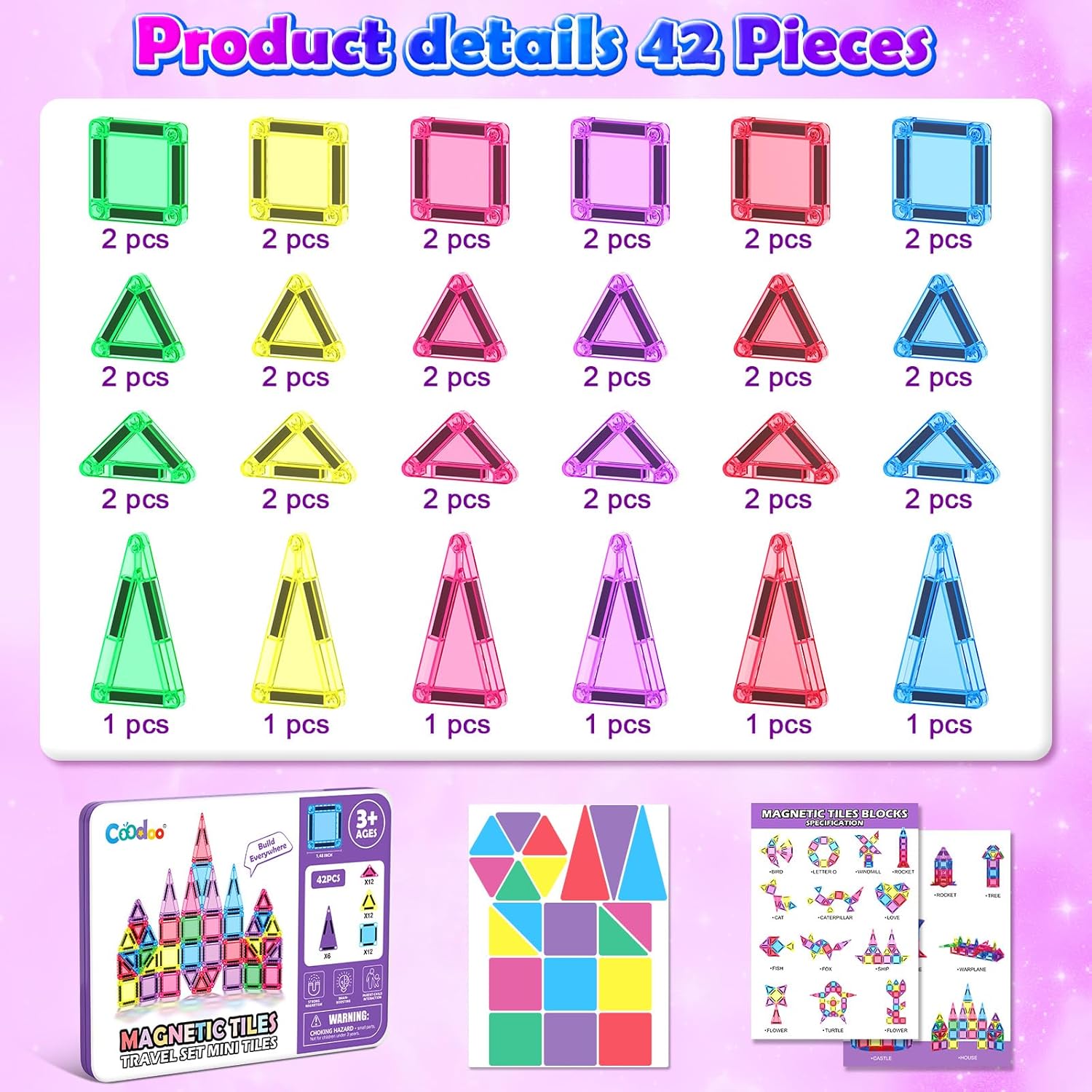 Detalle de Coodoo Magnetic Blocks 42 piece travel set
